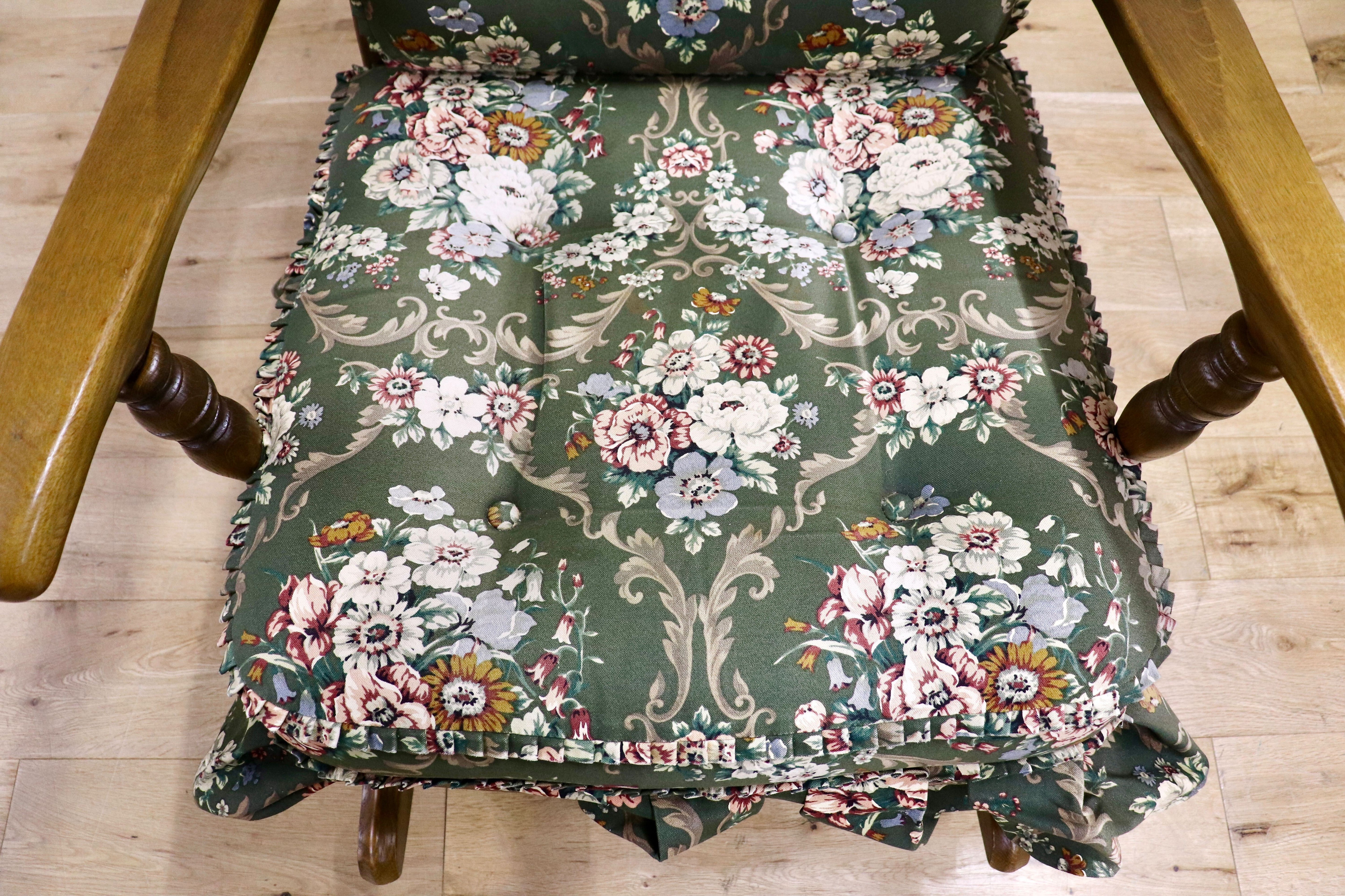 GMIS77○HIDA / 飛騨産業 キツツキ 穂高 ロッキングチェア 揺り椅子 レトロ カフェ チェア 花柄 クラシック アンティーク調 ノスタルジック