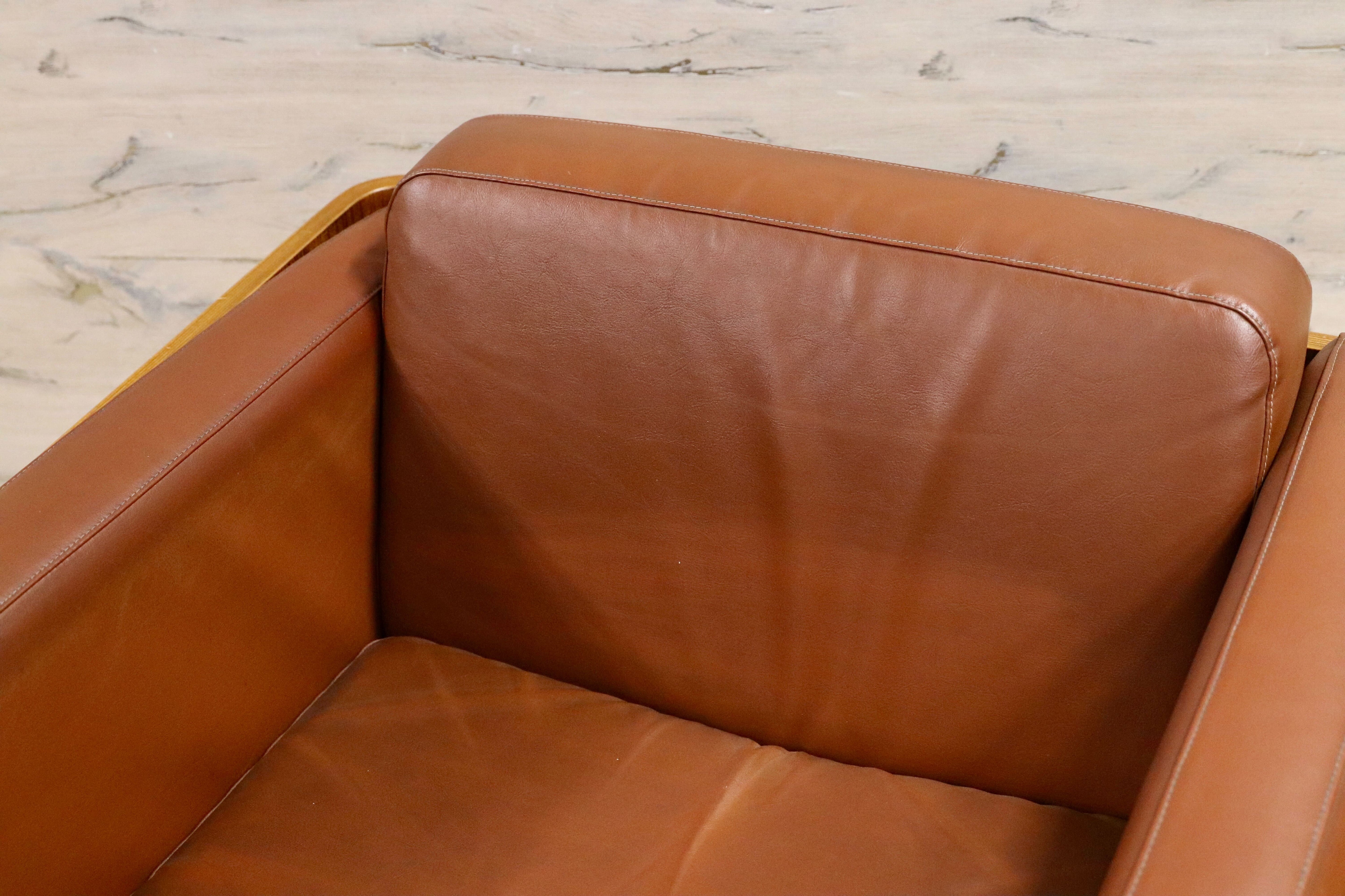 GMIK654B○天童木工 / Tendo HACO ハコ チーク材 ジャパニーズモダン ヴィンテージ 1人掛けソファ シングルソファ 合皮 剣持勇 稀少