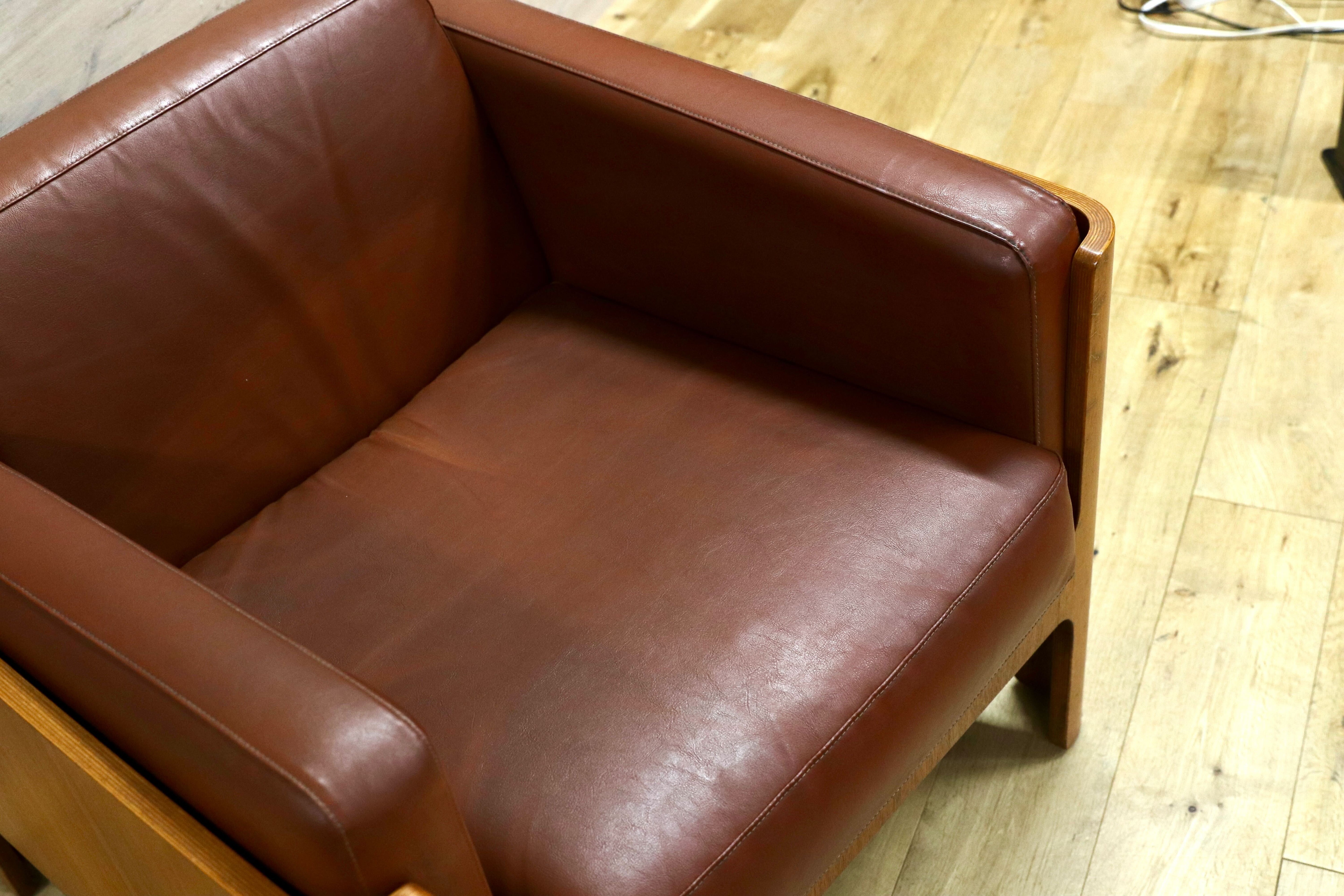 GMIK654B○天童木工 / Tendo HACO ハコ チーク材 ジャパニーズモダン ヴィンテージ 1人掛けソファ シングルソファ 合皮 剣持勇 稀少