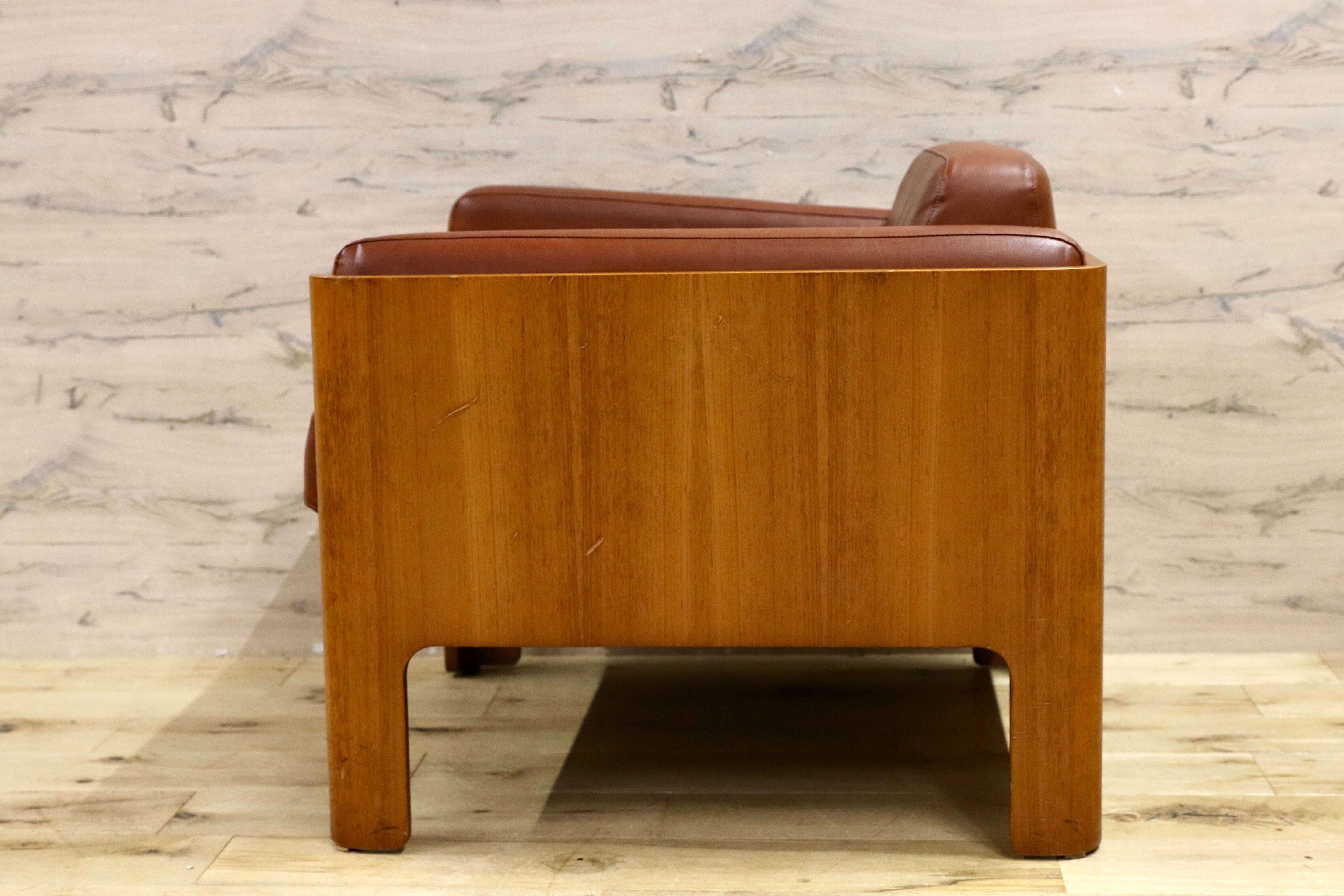 GMIK654B○天童木工 / Tendo HACO ハコ チーク材 ジャパニーズモダン ヴィンテージ 1人掛けソファ シングルソファ 合皮 剣持勇 稀少