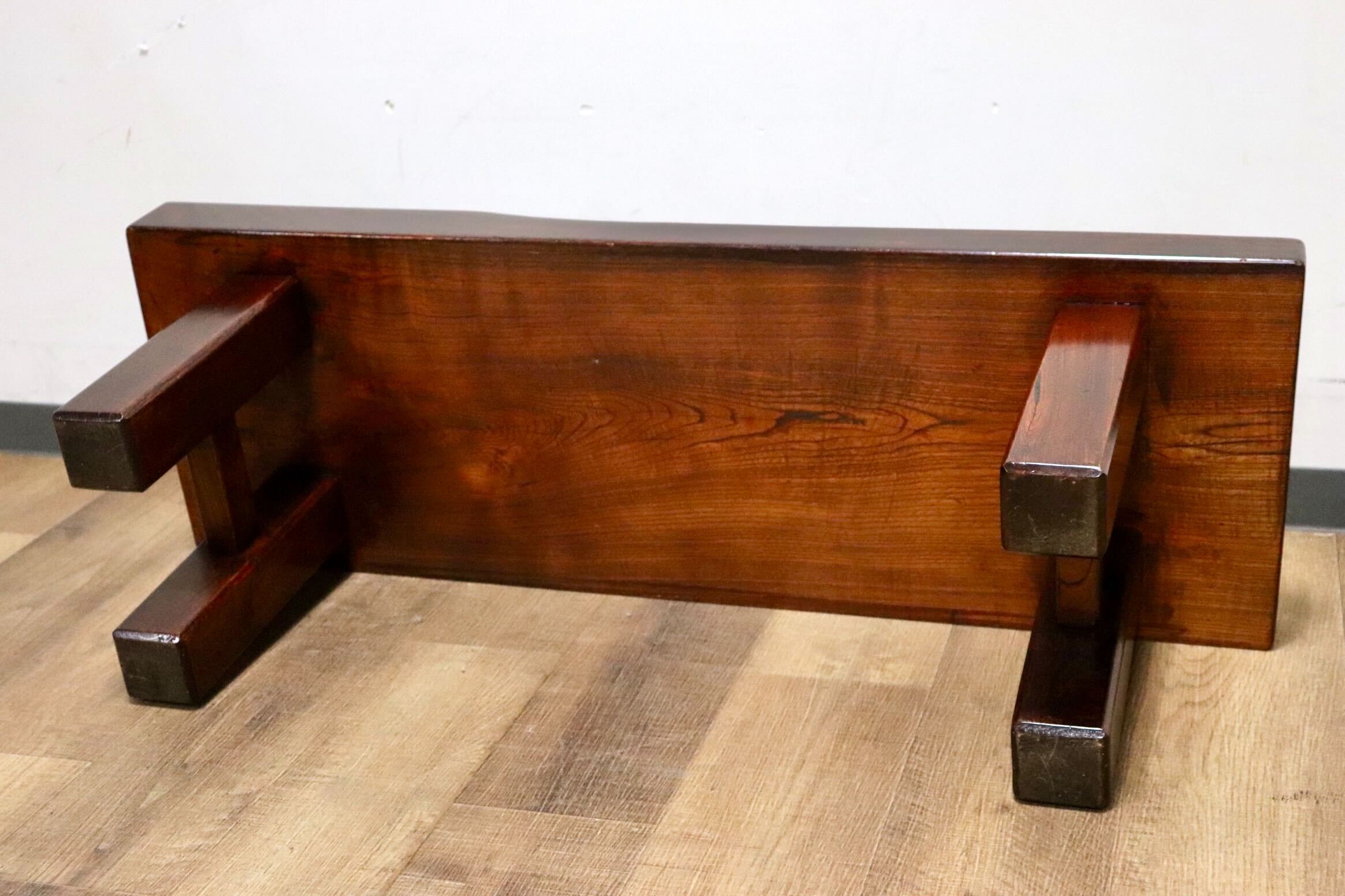 GMHK277B○工房家具 欅材 ケヤキ 無垢 ベンチ 腰掛け 椅子 チェア スツール 飾り台 和家具 和モダン アンティーク レトロ 堅牢 古民家