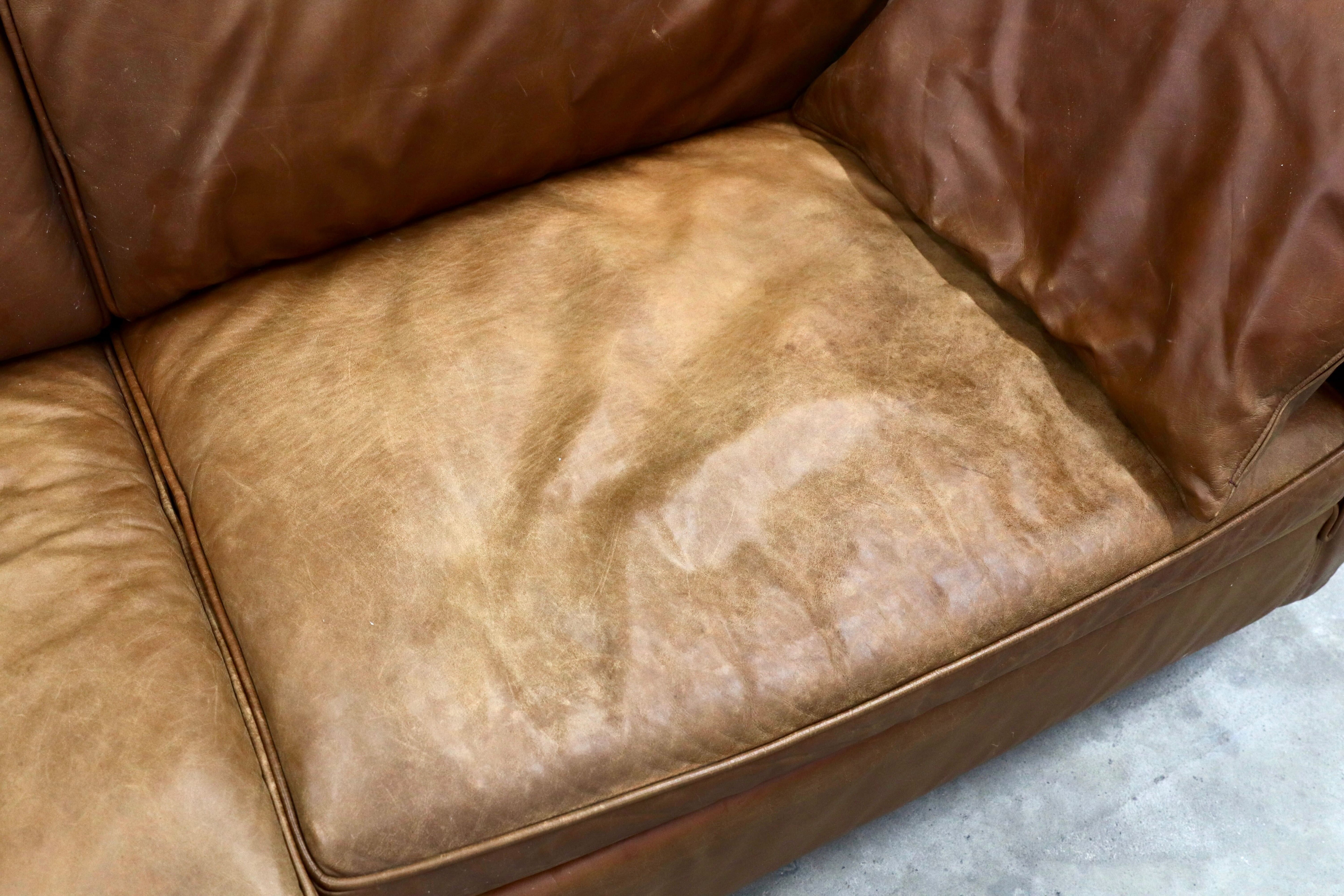 GMIK30○ACTUS / アクタス FIVE BY FIVE LETTE レッテ 2.5人掛けソファ ラブソファ レザー 本革 ブラウン ヴィンテージ