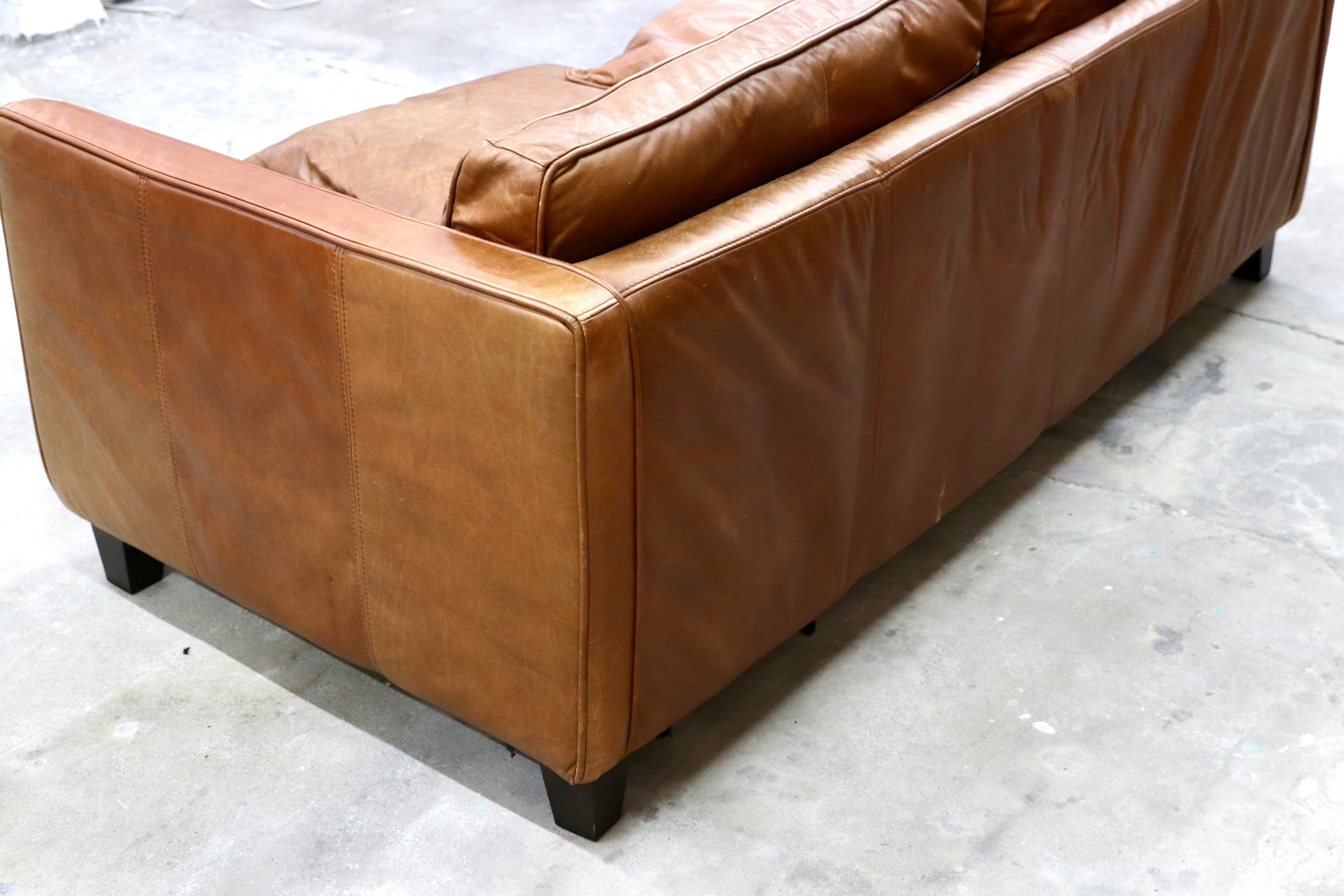 GMIK30○ACTUS / アクタス FIVE BY FIVE LETTE レッテ 2.5人掛けソファ ラブソファ レザー 本革 ブラウン ヴィンテージ