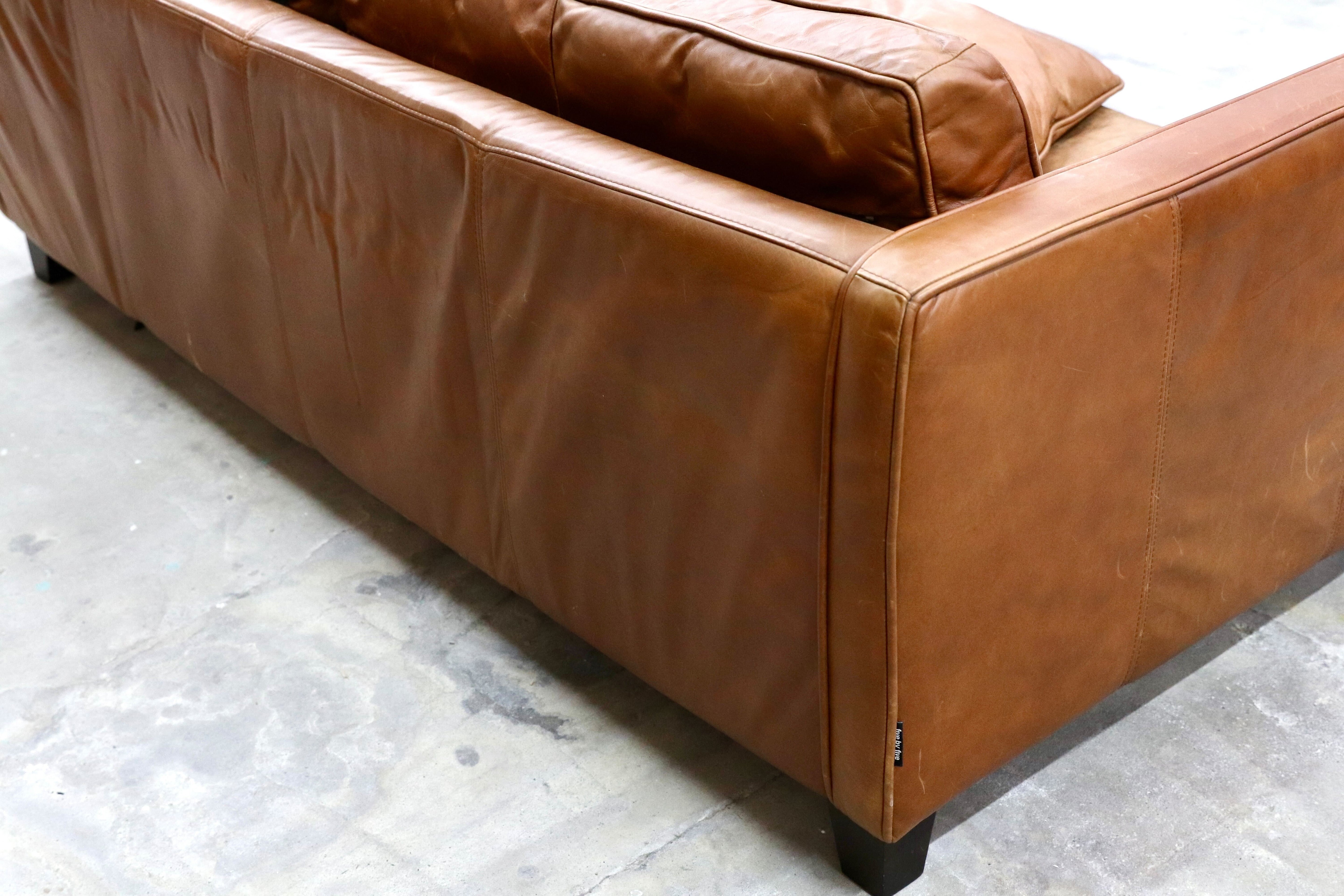 GMIK30○ACTUS / アクタス FIVE BY FIVE LETTE レッテ 2.5人掛けソファ ラブソファ レザー 本革 ブラウン ヴィンテージ