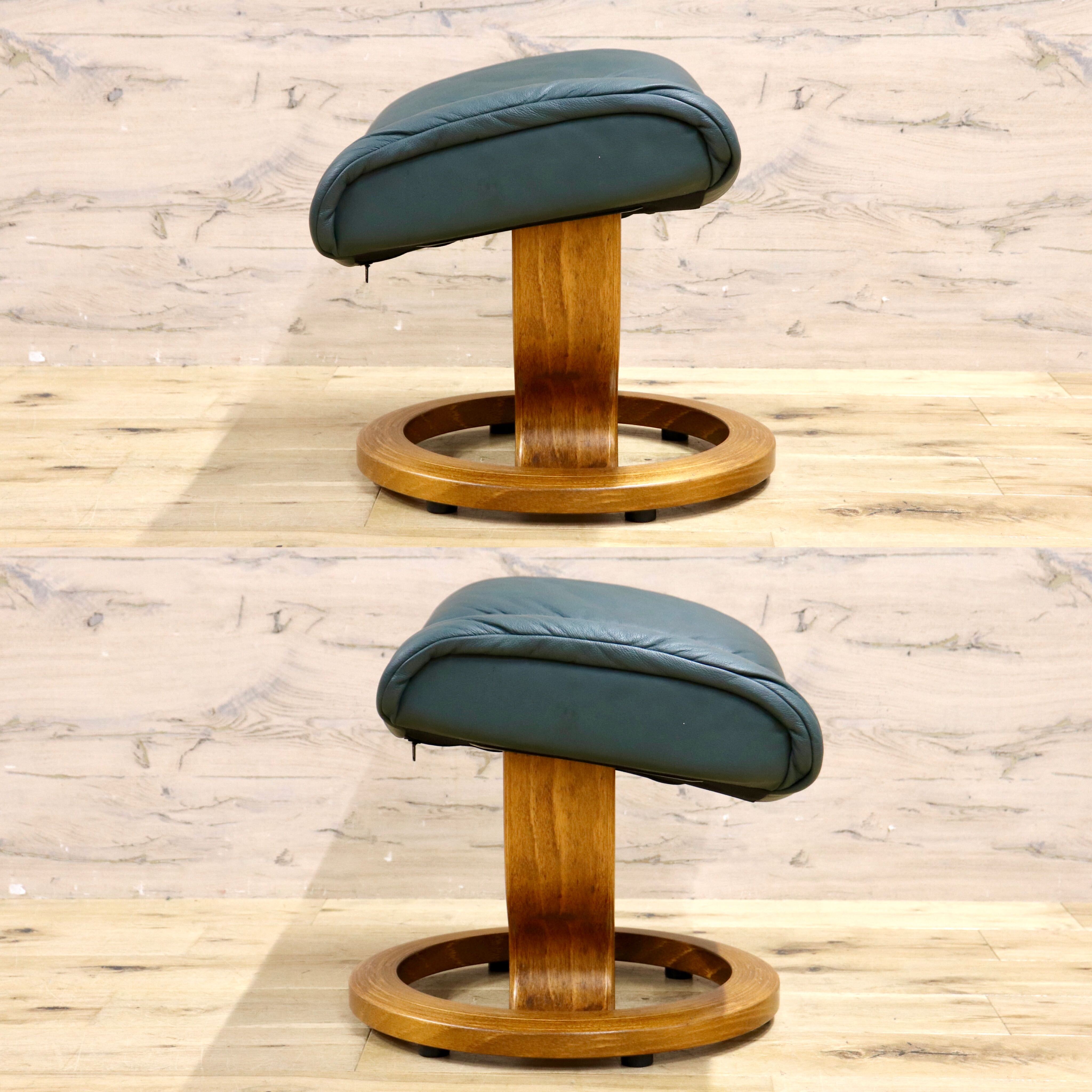 GMHH486A○EKORNES / エコーネス stressless オットマン 足置き フットスツール 可動式 総革 ダークグリーン 北欧 ノルウェー