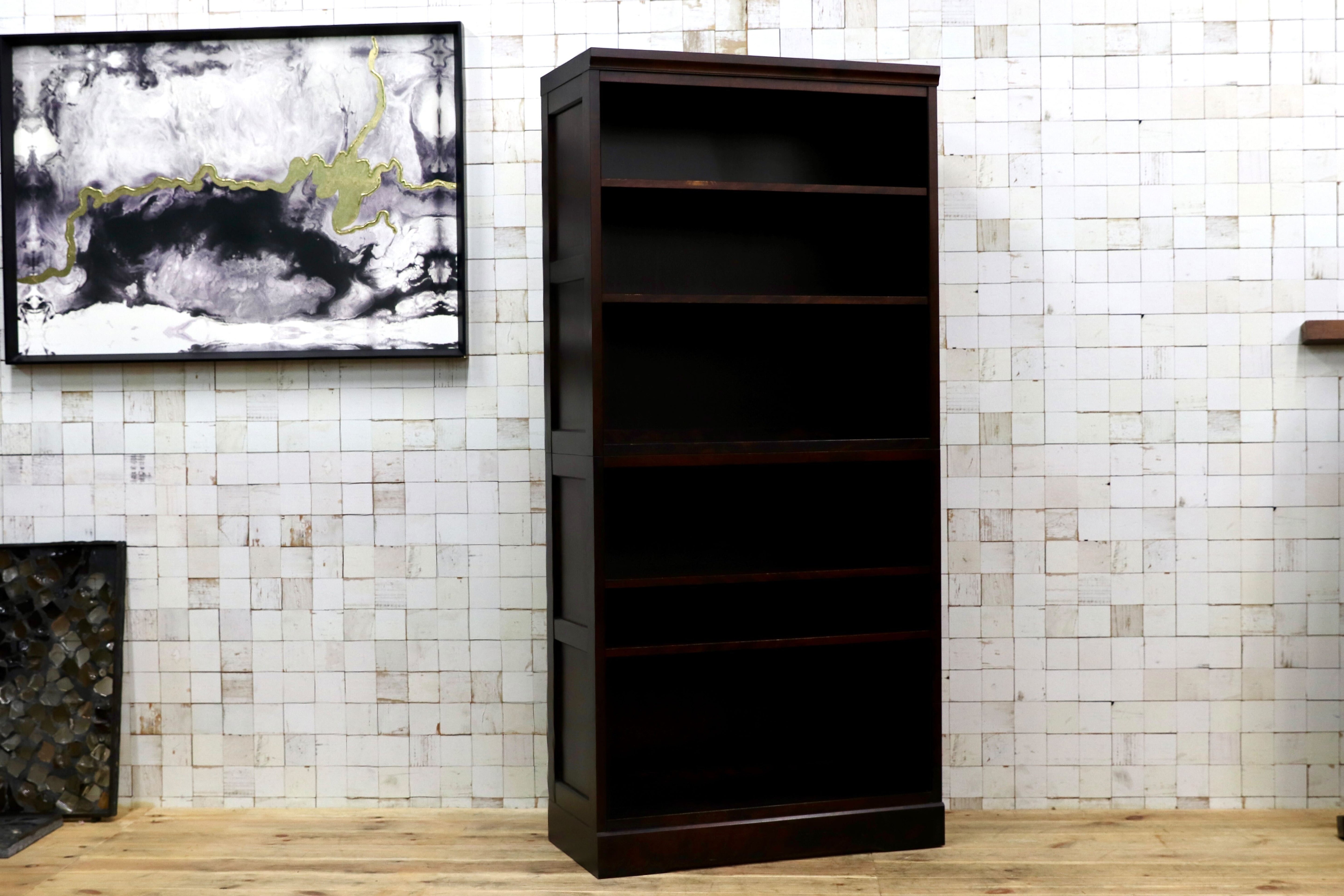 GMIS339A○北海道民芸家具 樺材 ブックシェルフ ラック 棚 ブックケース 本棚 和家具 本箱 レトロ 和モダン 飛騨産業 アンティーク