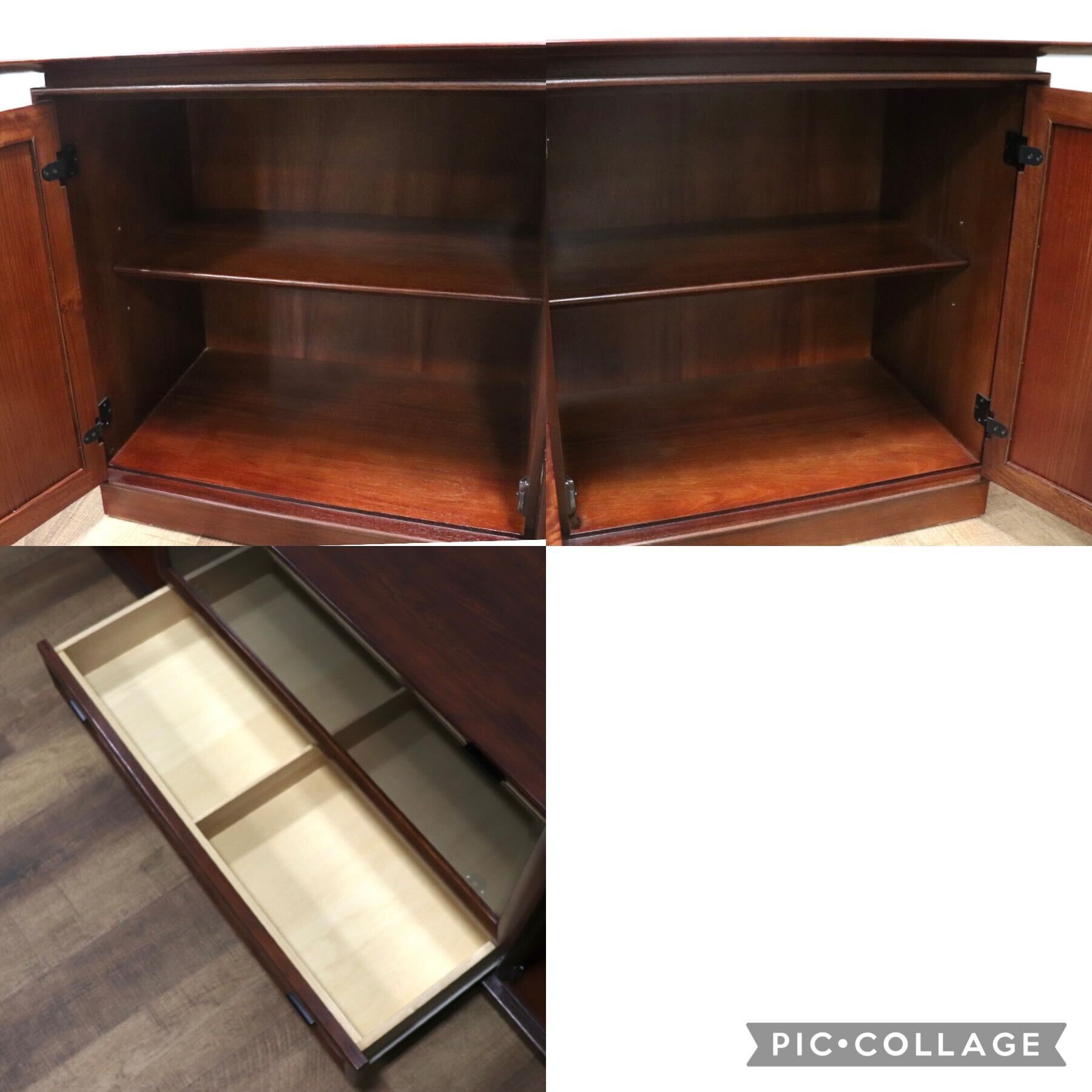 GMHN34E○karimoku / カリモク vivente ビベンテ サイドボード 飾り棚 照明付き 花梨材 最高級 モダン 定価約43万 展示品