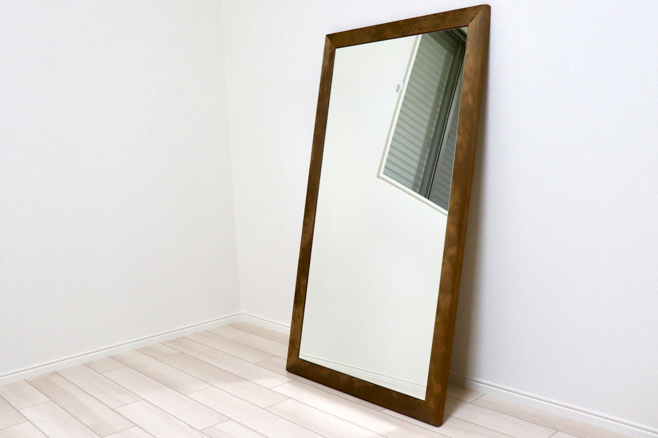 GMIH415D○SENNOKI / センノキ レオンシリーズ ウォールミラー 壁掛けミラー 全身鏡 鏡 姿見 ミラー 天然木 ブラウン 定価約1.9万