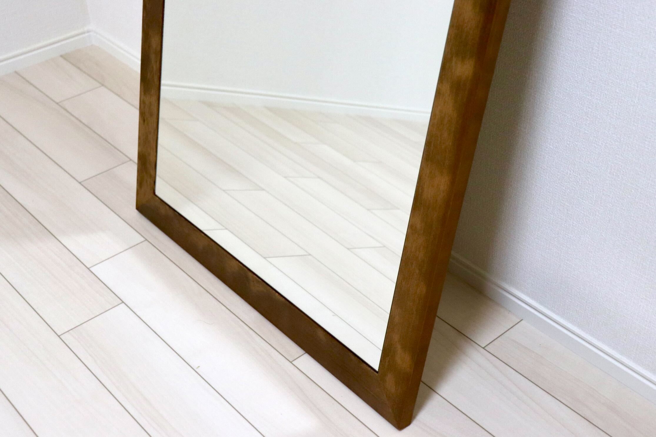 GMIH415D○SENNOKI / センノキ レオンシリーズ ウォールミラー 壁掛けミラー 全身鏡 鏡 姿見 ミラー 天然木 ブラウン 定価約1.9万