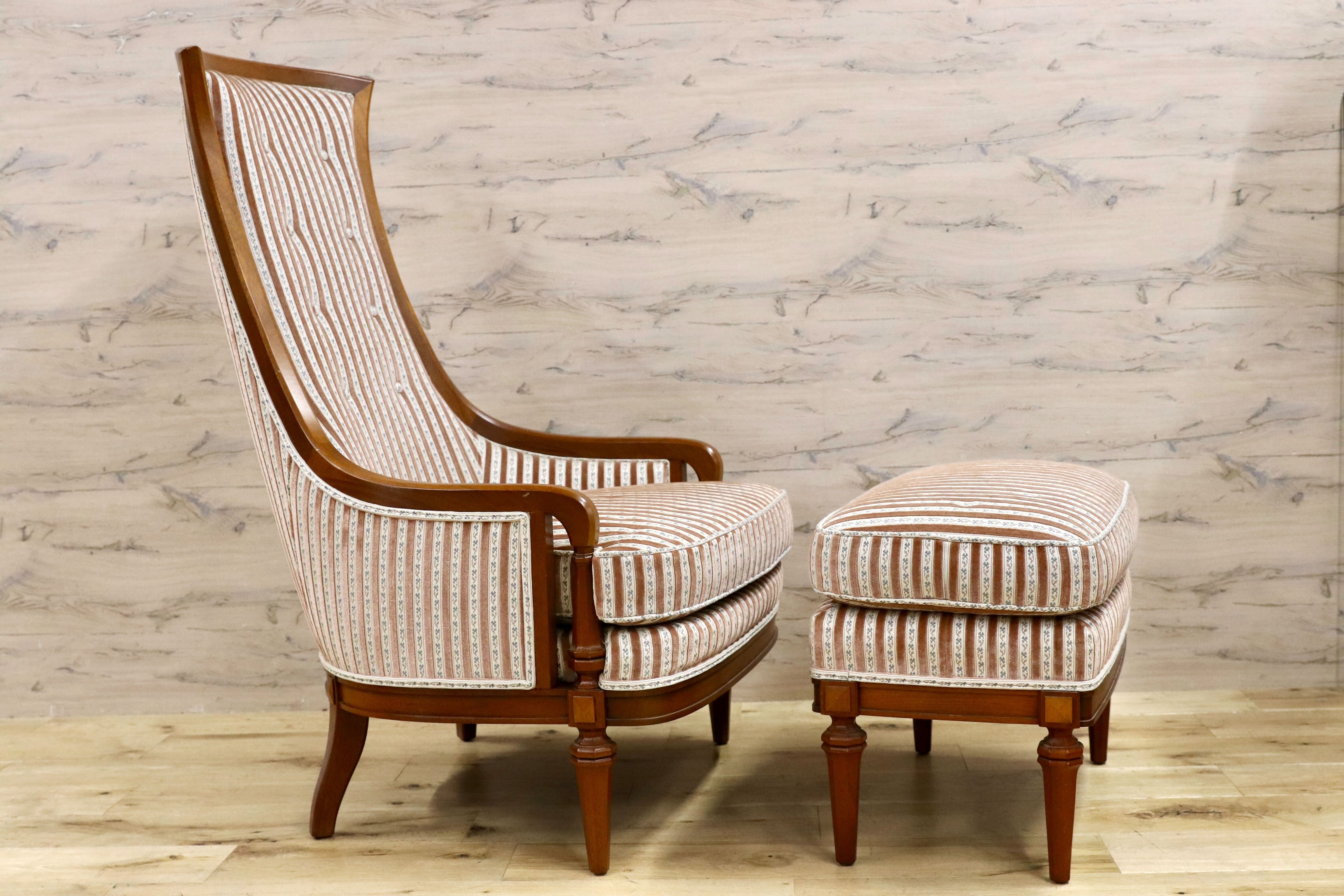 GMHS80○DREXEL HERITAGE / ドレクセルヘリテイジ アップホルスタリー ハイバックチェア ラウンジチェア オットマン 稀少 約75万