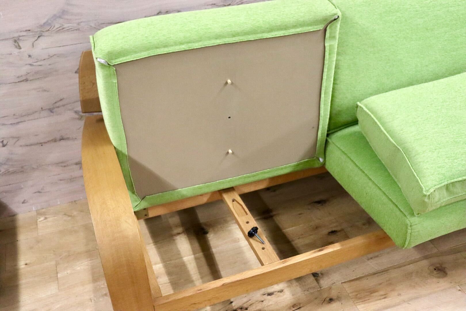 GMHN46○イバタインテリア / ibata 2.5人掛けソファ ラブソファ 長椅子 ファブリック ライムグリーン カバーリング モダン 展示品