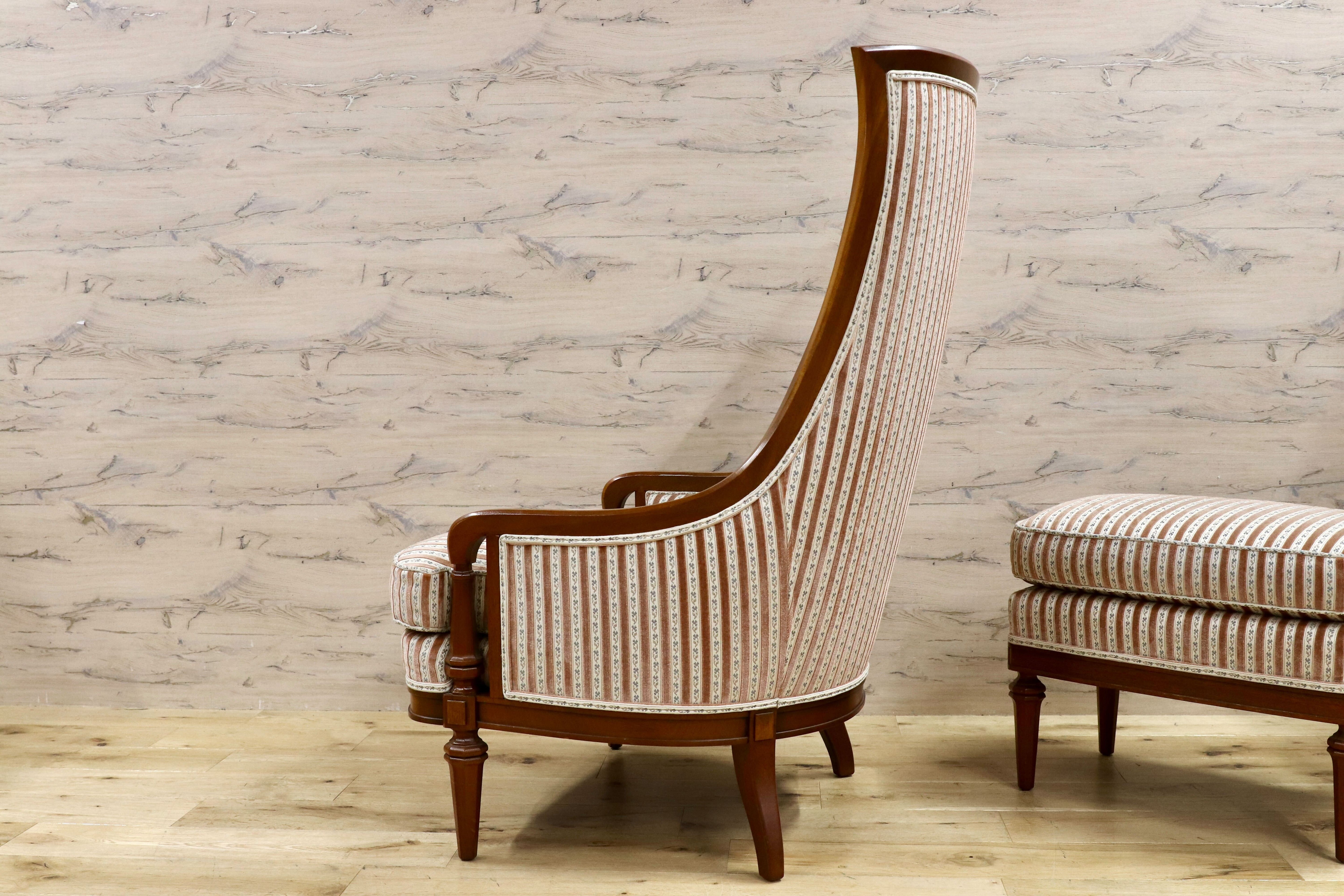 GMHS80○DREXEL HERITAGE / ドレクセルヘリテイジ アップホルスタリー ハイバックチェア ラウンジチェア オットマン 稀少 約75万