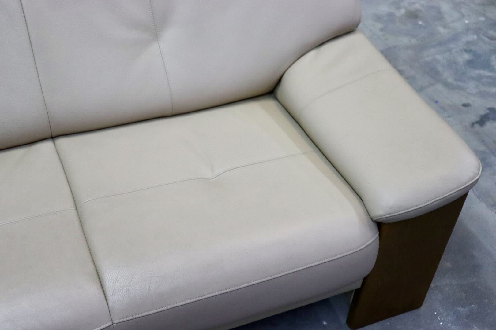 GMIH346○浜本工芸 / HAMAMOTO 2人掛けソファ ラブソファ 長椅子 ハイバック 楢材 本革 応接 モダン 約28万