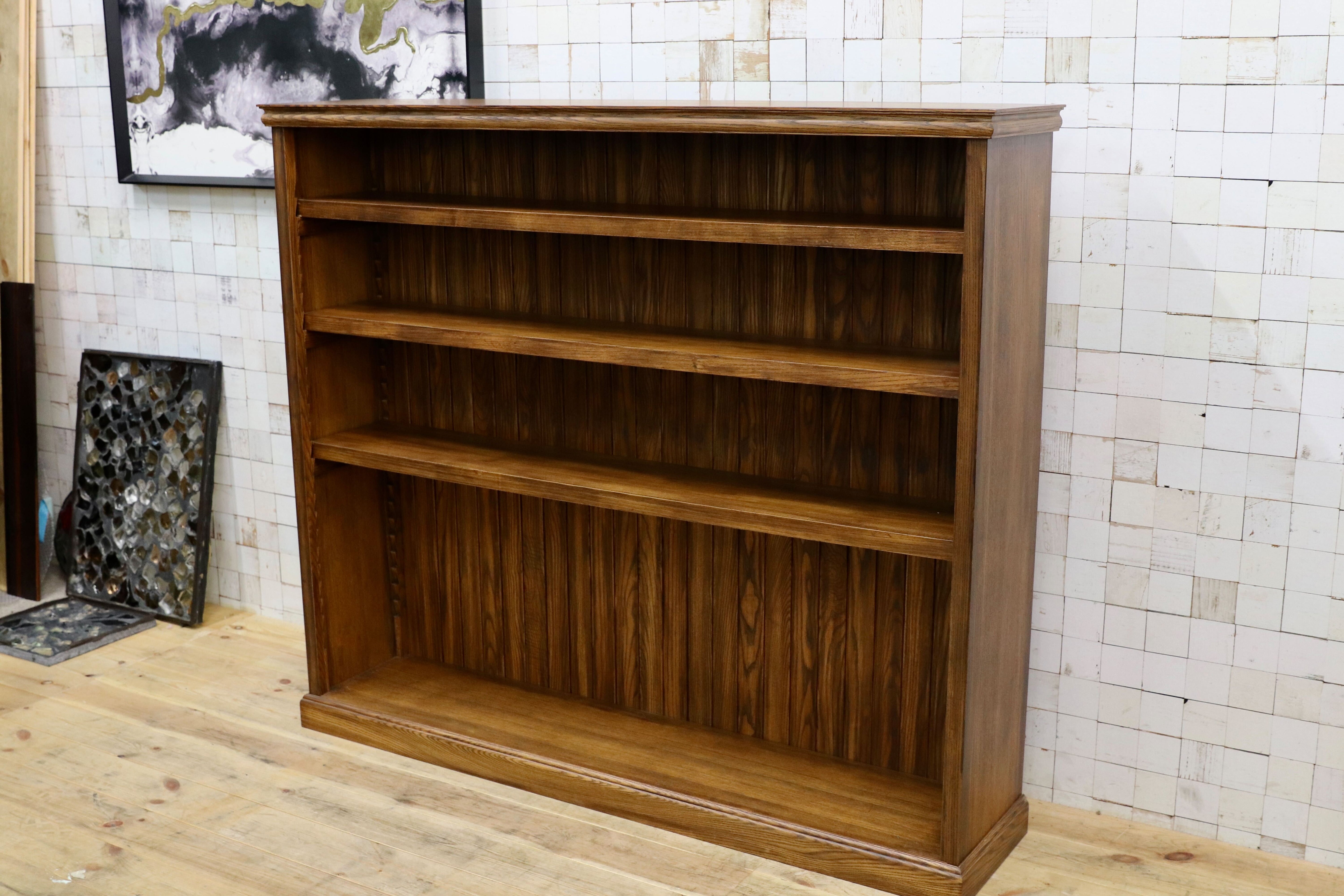 GMIS338A○民芸家具 和風モダン オープンシェルフ ラック ブックシェルフ 楢材 古民家 カフェ 店舗什器