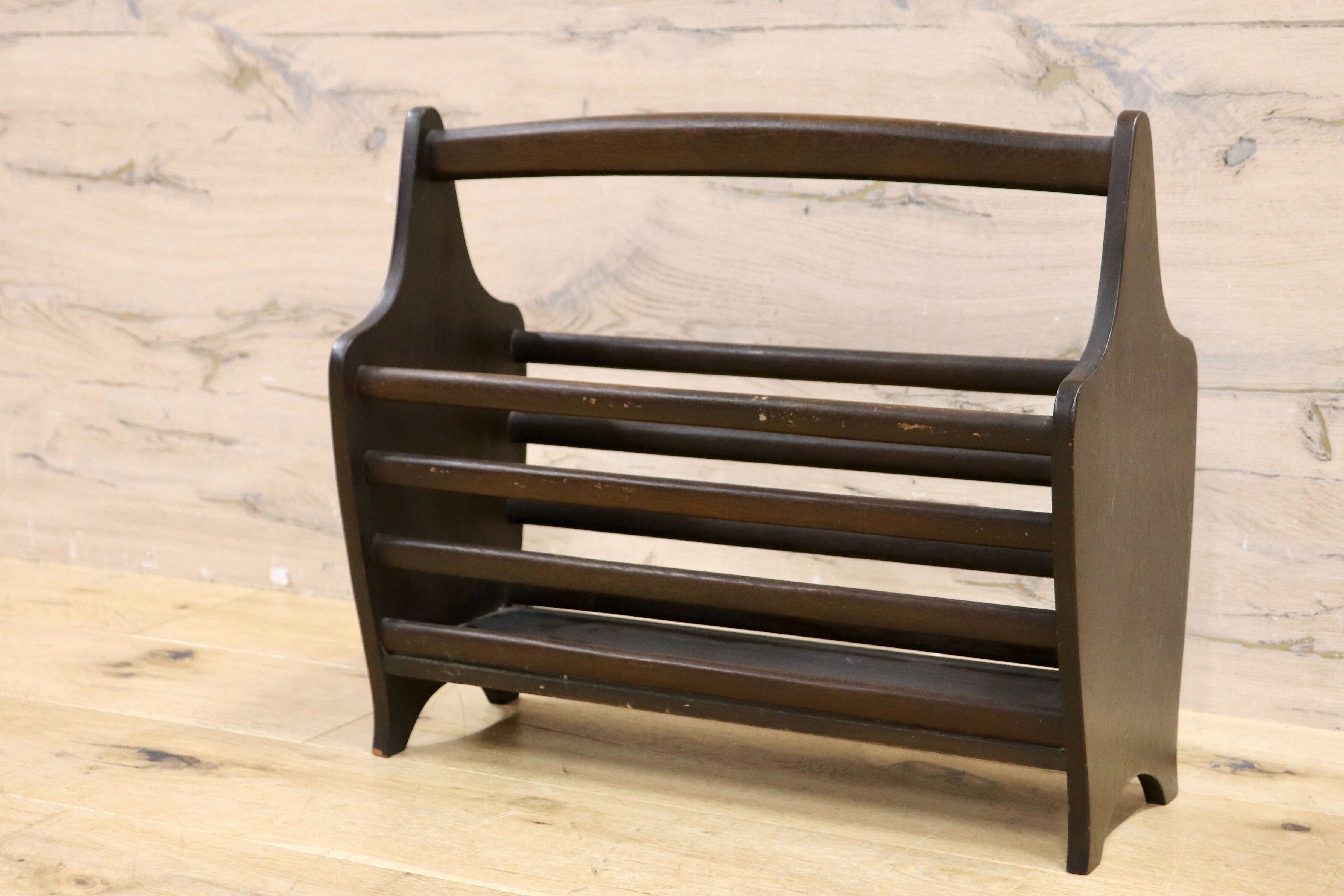 GMHH281○maruni / マルニ 孔雀 オールドマルニ マガジンラック スリッパラック 収納 レトロ ヴィンテージ 木製家具 稀少