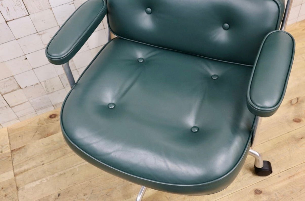 GMJO87G○Herman Miller / ハーマンミラー イームズ エグゼクティブチェア タイムライフチェア 本革 グリーン チャールズ&レイ 定価約95万