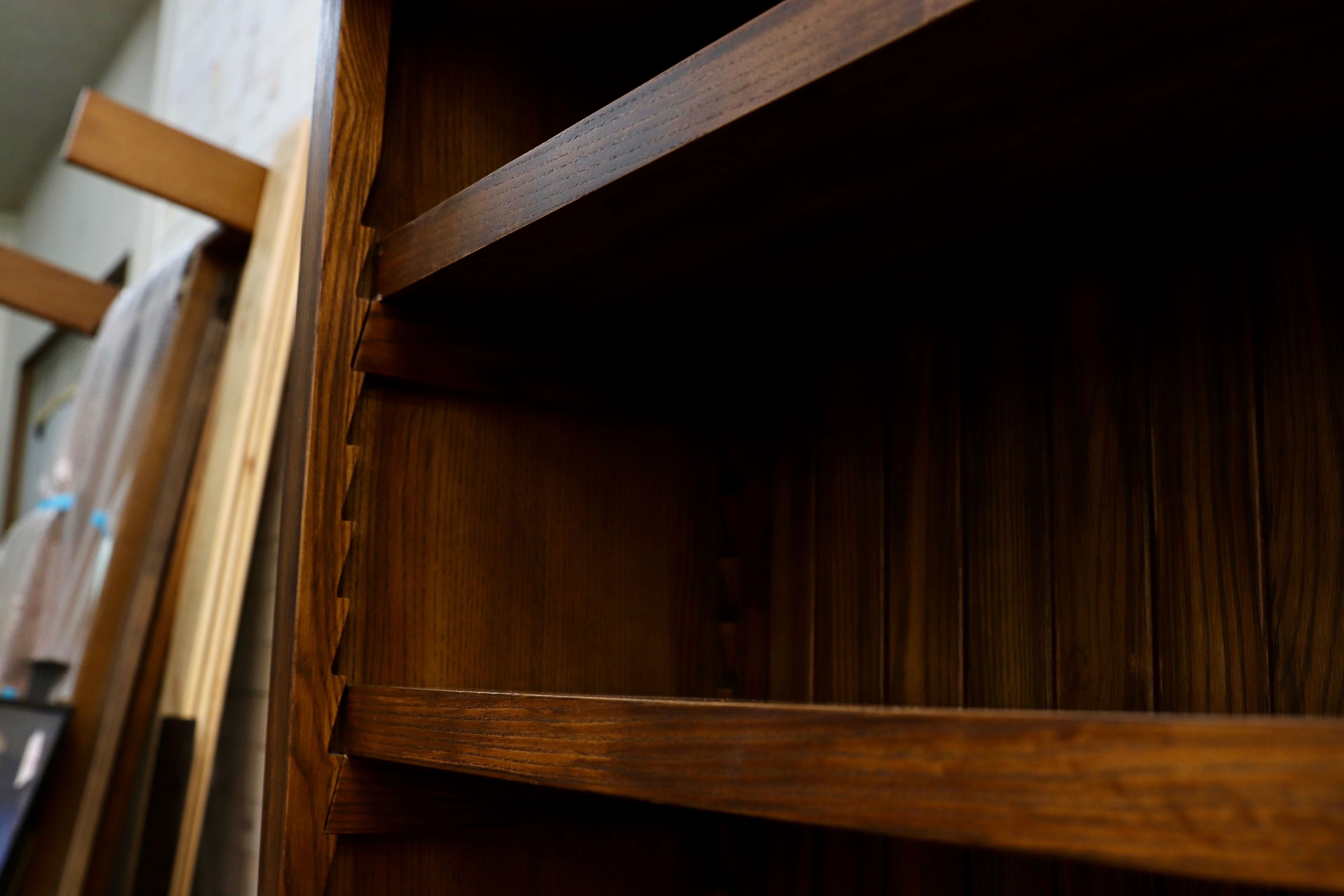 GMIS338A○民芸家具 和風モダン オープンシェルフ ラック ブックシェルフ 楢材 古民家 カフェ 店舗什器