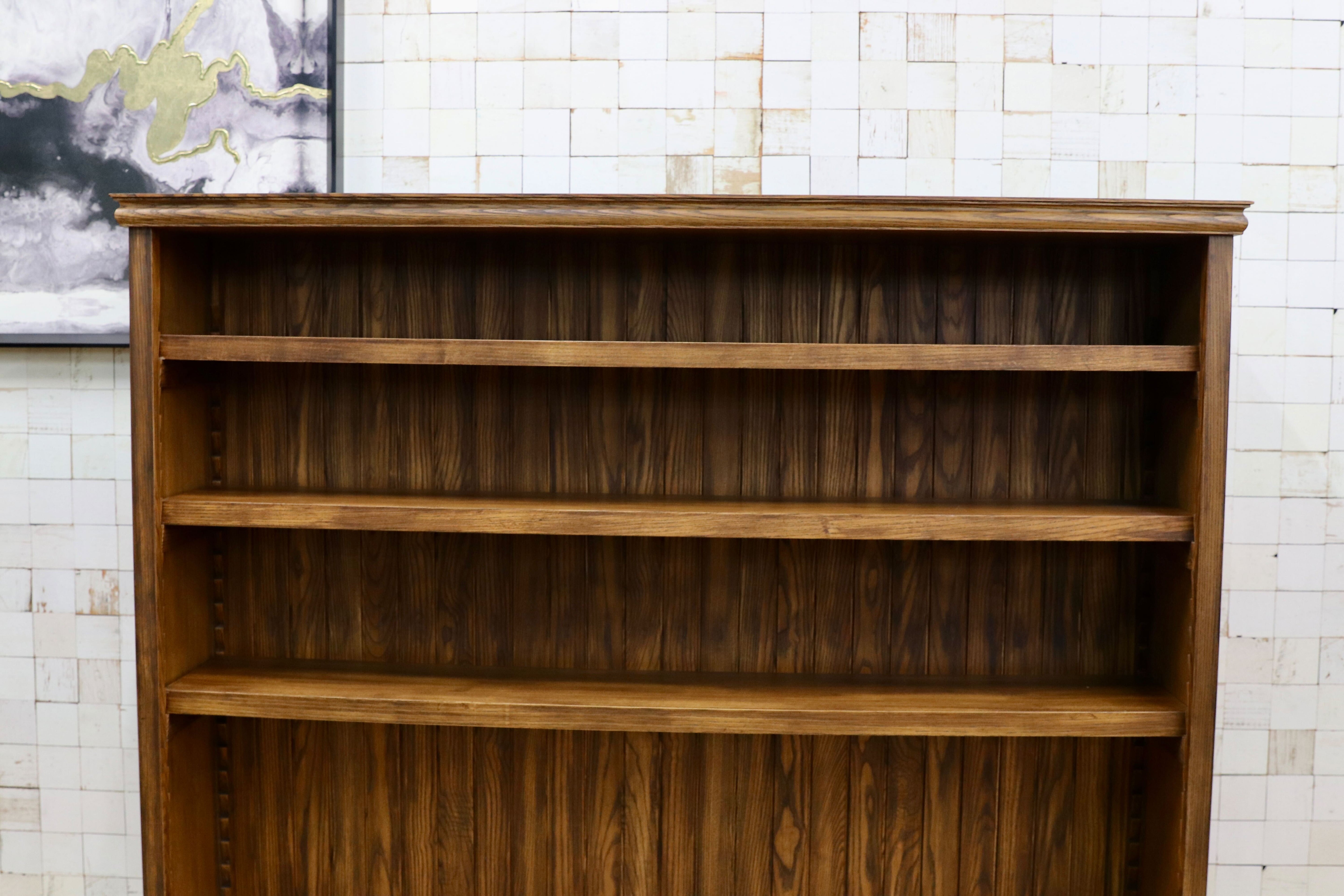 GMIS338A○民芸家具 和風モダン オープンシェルフ ラック ブックシェルフ 楢材 古民家 カフェ 店舗什器