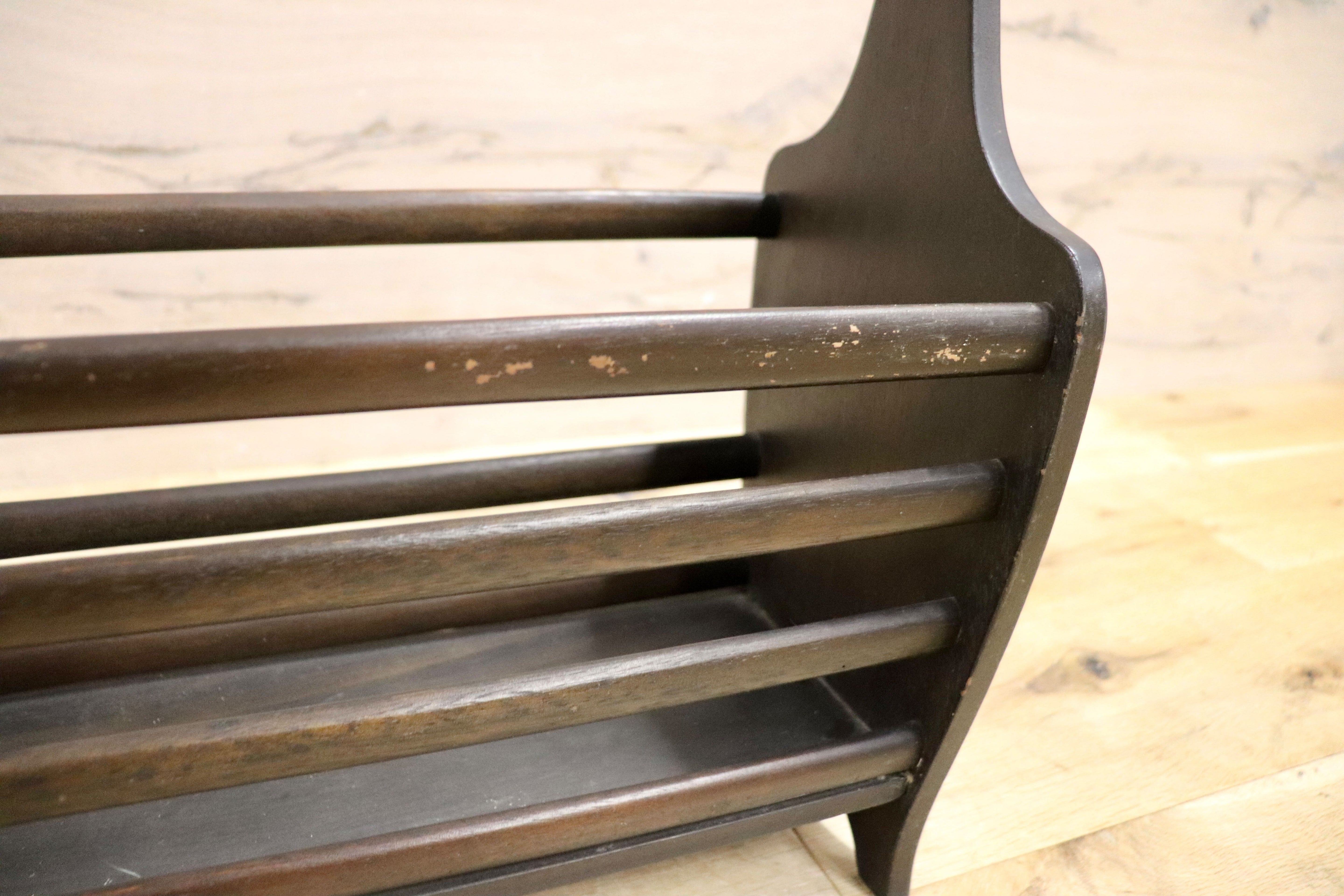 GMHH281○maruni / マルニ 孔雀 オールドマルニ マガジンラック スリッパラック 収納 レトロ ヴィンテージ 木製家具 稀少