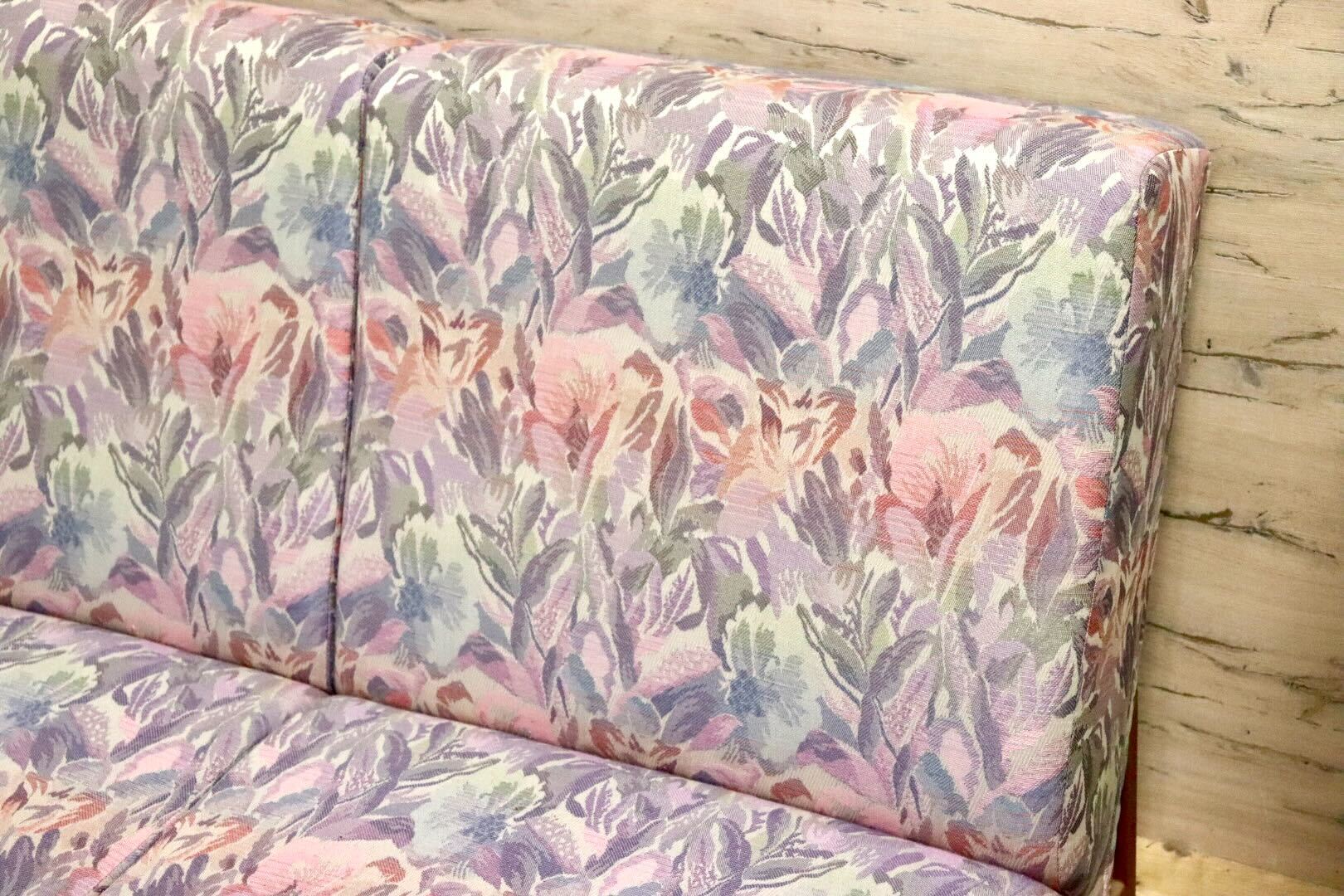 GMHK247A○TECHNA / テクナ 右肘アームソファ 2人掛けソファ ラブソファ ファブリック 花柄 IDC大塚家具 希少 アンティーク ヴィンテージ