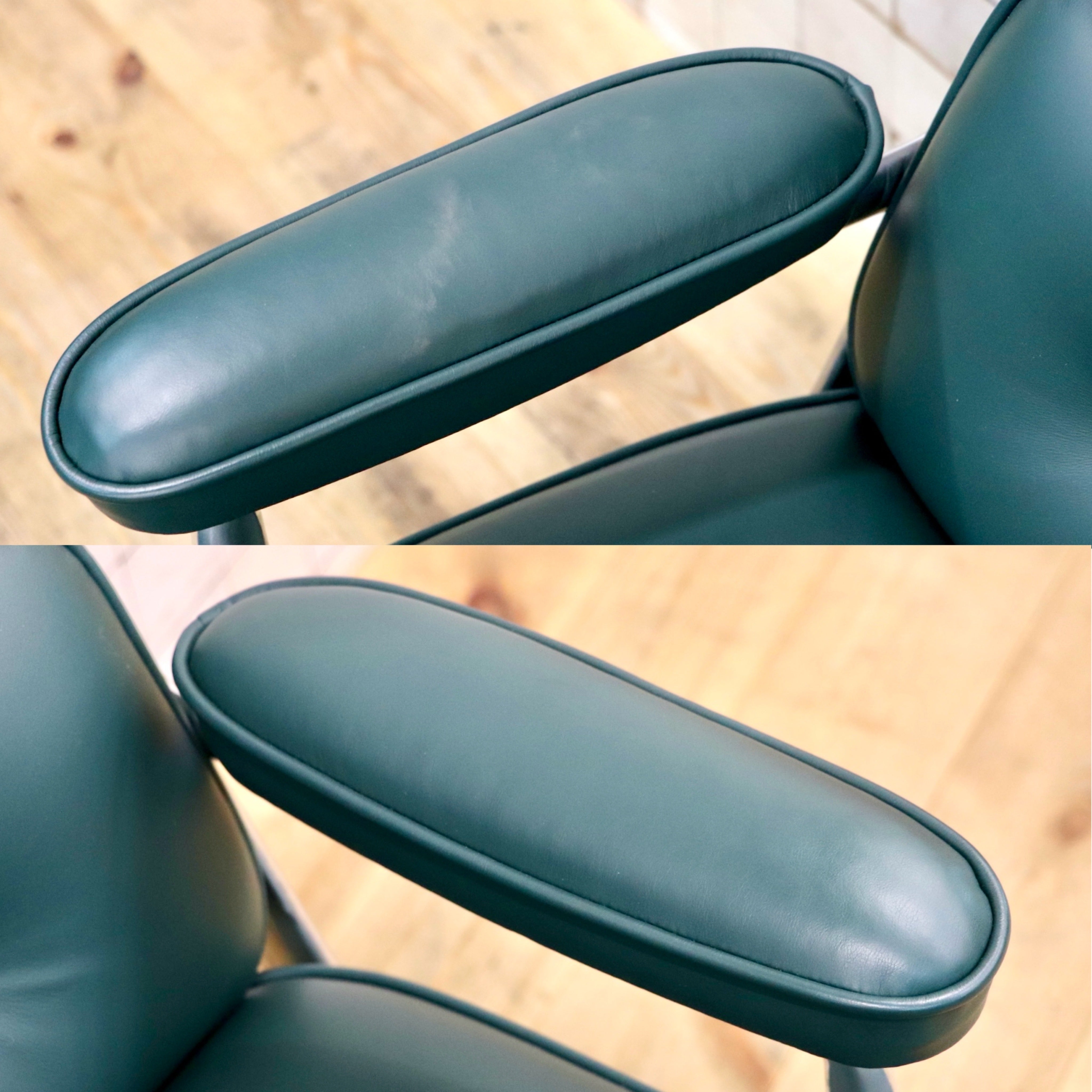 GMJO87M○Herman Miller / ハーマンミラー イームズ エグゼクティブチェア タイムライフチェア 本革 グリーン チャールズ&レイ 定価約95万