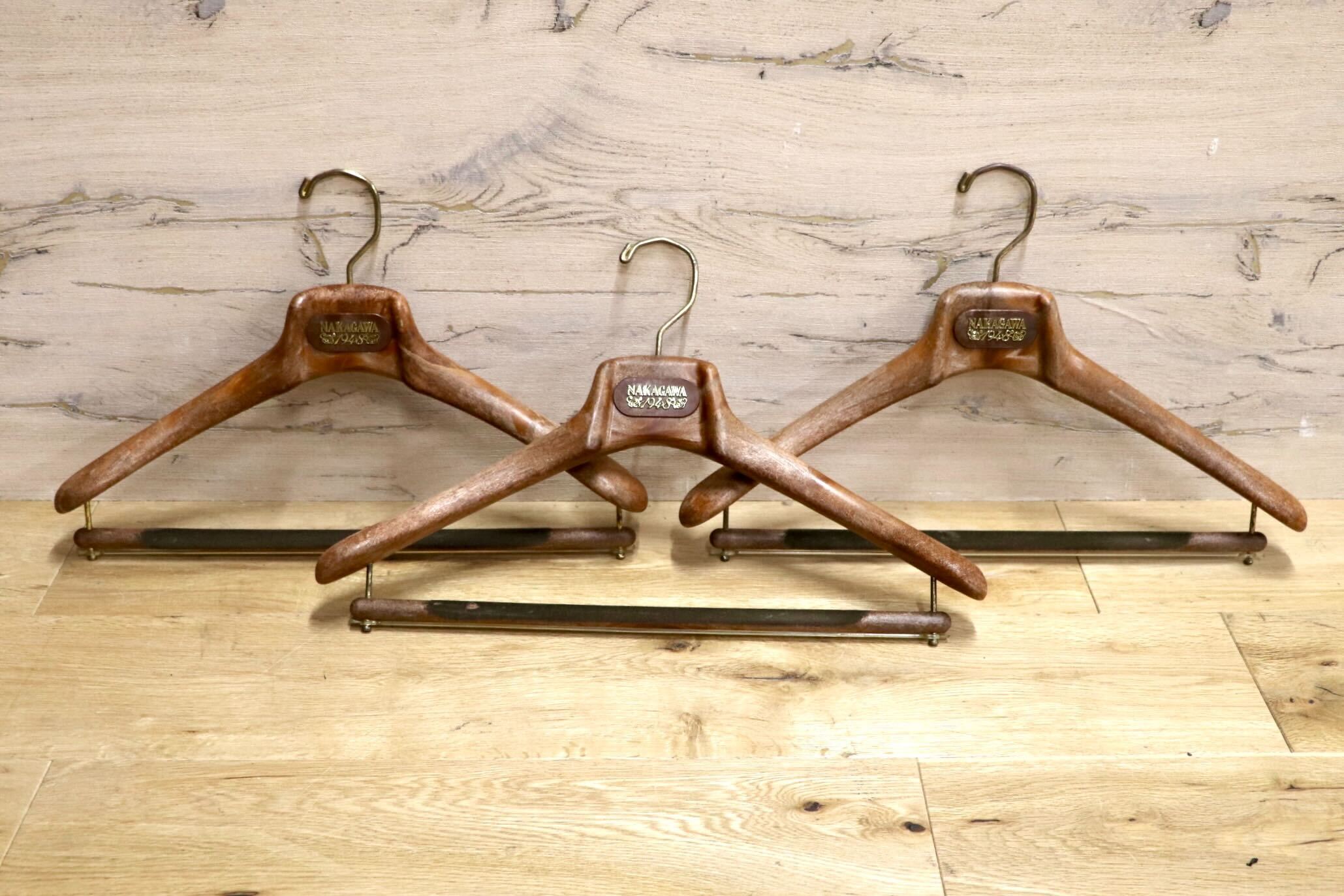 GMHK504E○MAINETTI / マイネッティ サルトリアーレハンガー 3本セット スーツハンガー パンツハンガー イタリア 西洋 アンティーク 雑貨