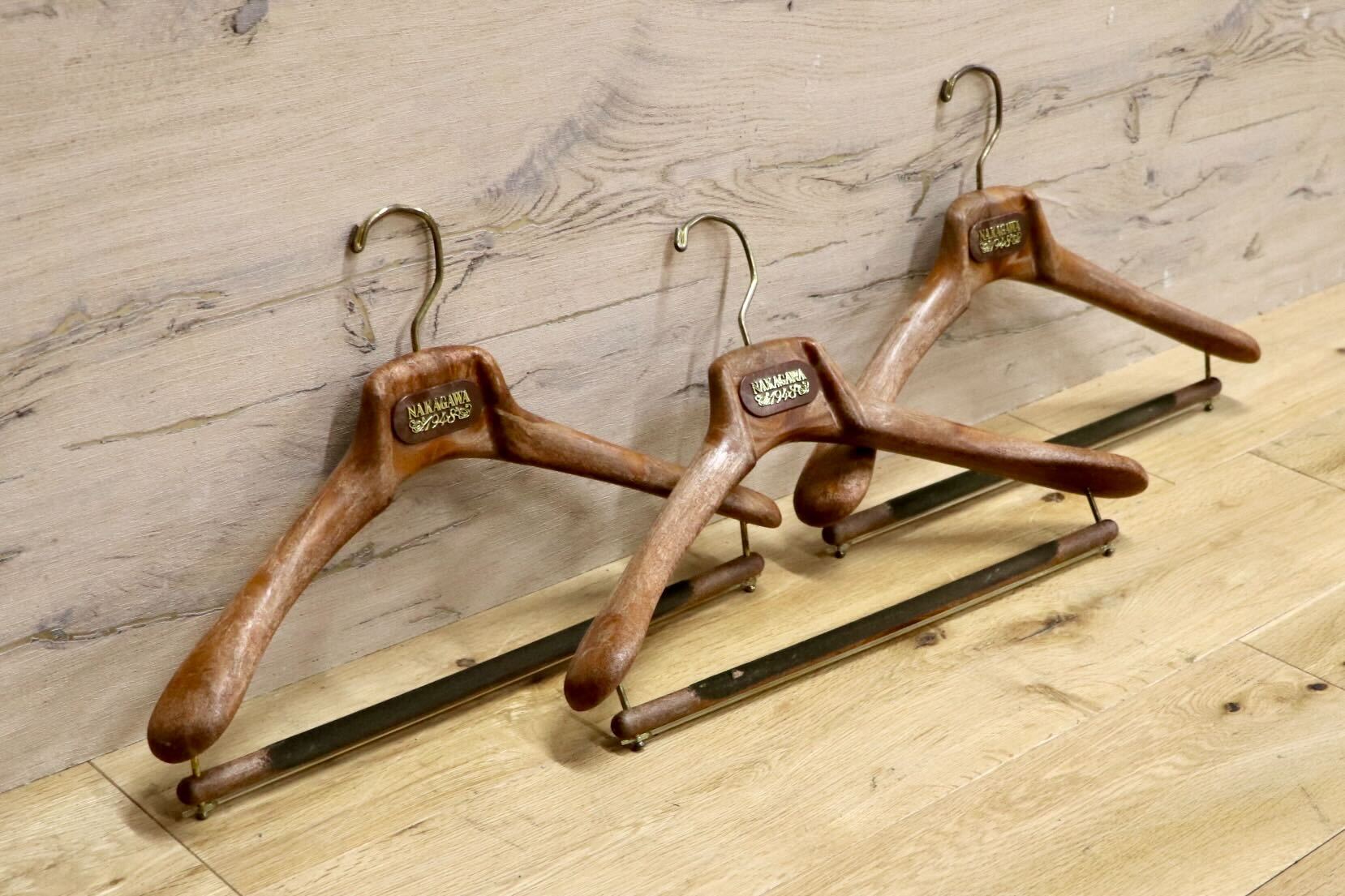 GMHK504E○MAINETTI / マイネッティ サルトリアーレハンガー 3本セット スーツハンガー パンツハンガー イタリア 西洋 アンティーク 雑貨