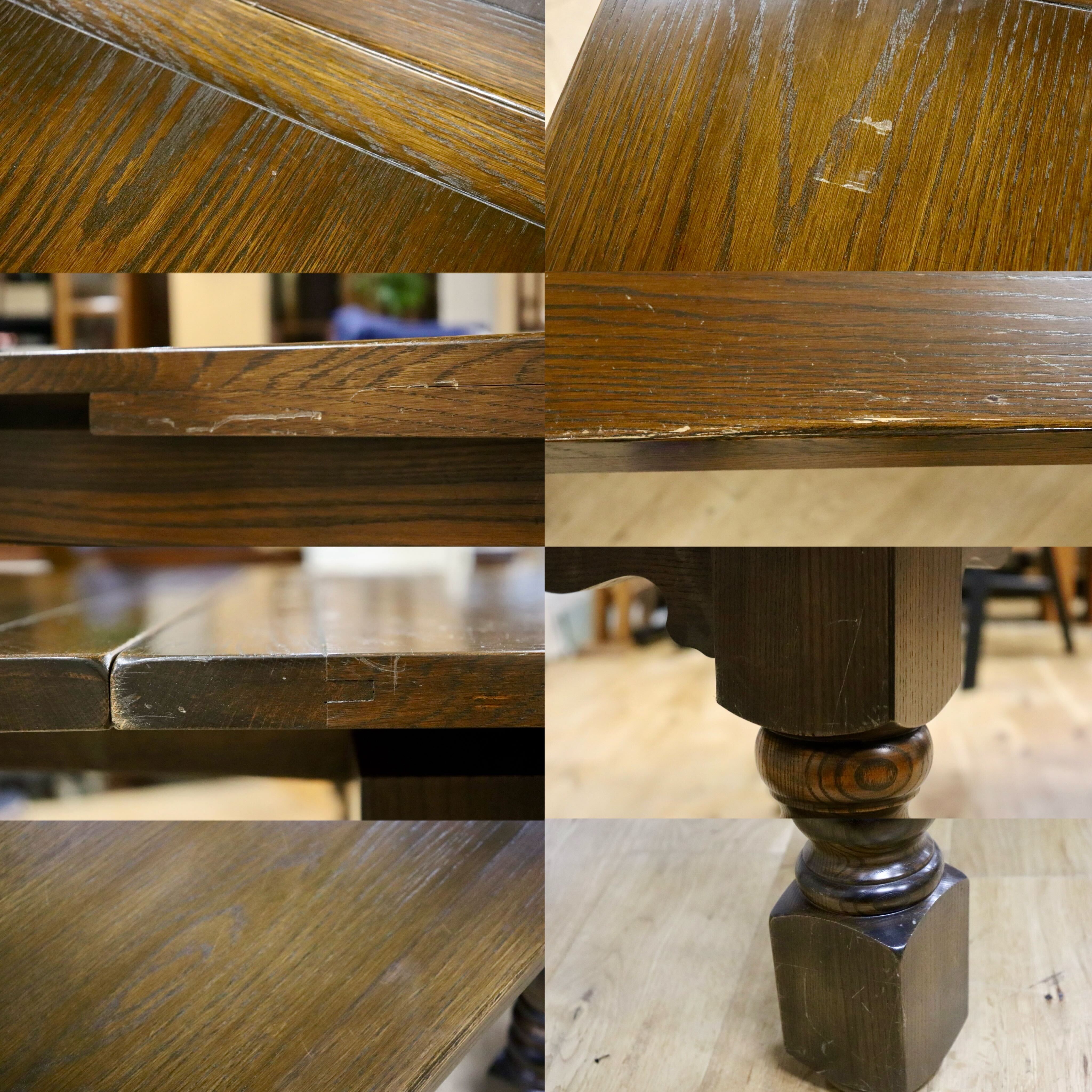 GMHK178○英国 アンティーク エクステンションテーブル ダイニングテーブル 食卓テーブル 伸長式 オーク材 クラシカル 輸入家具