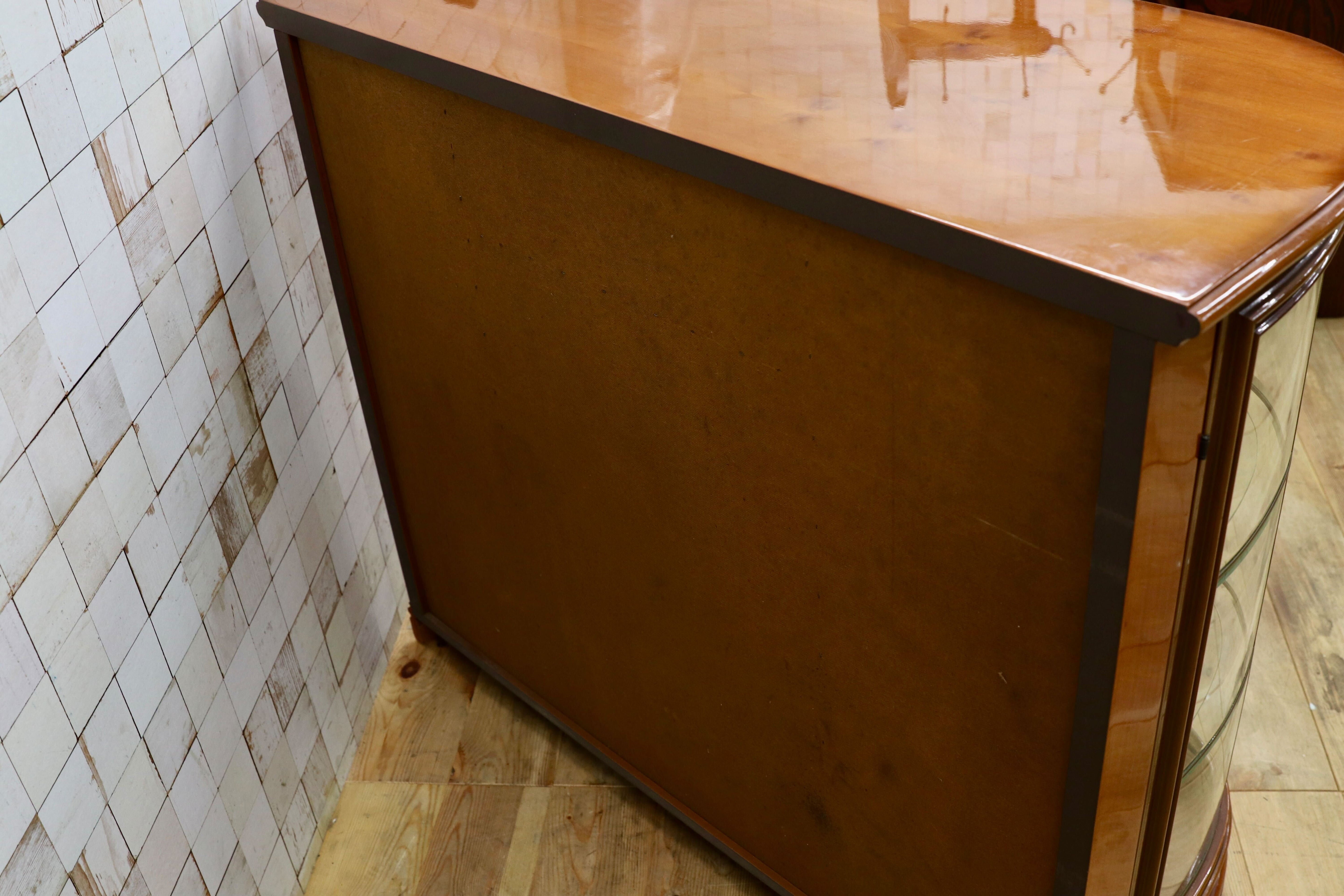 GMIS328○イタリア クラシック アンティーク サイドボード リビングボード 象嵌細工 キャビネット 店舗什器 キュリオケース