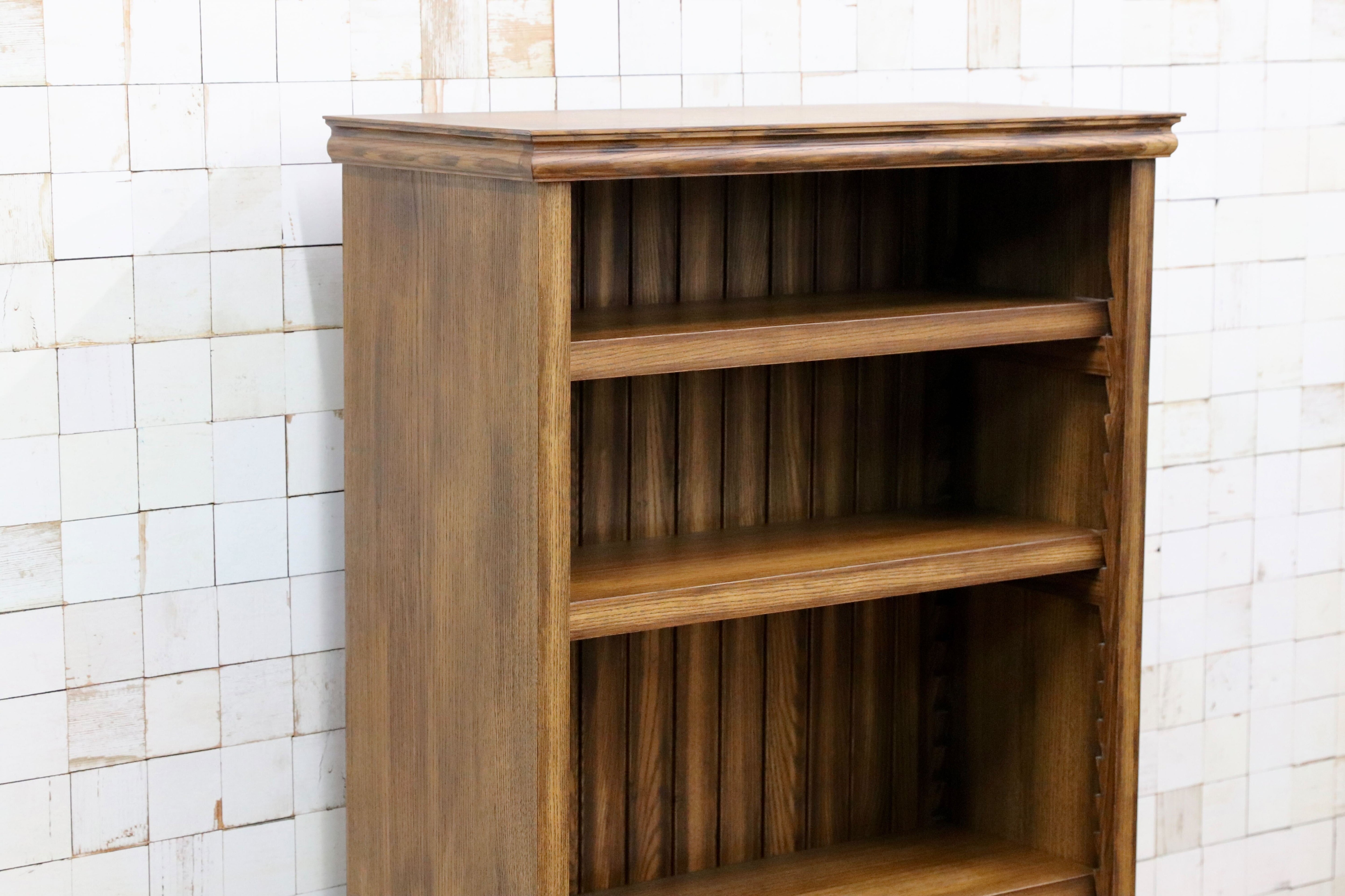 GMIS338B○民芸家具 和風モダン オープンシェルフ ラック ブックシェルフ 楢材 古民家 カフェ 店舗什器