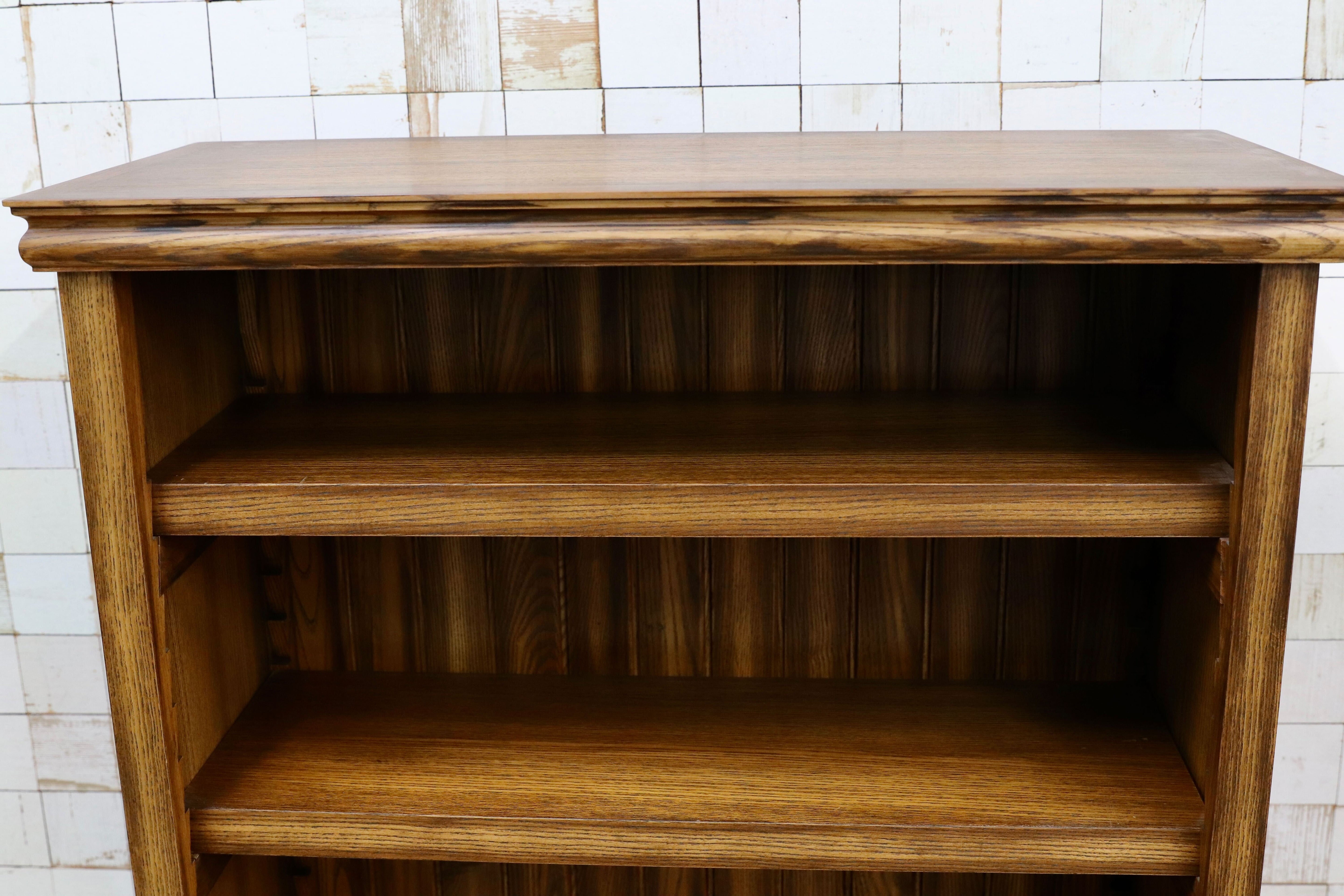 GMIS338B○民芸家具 和風モダン オープンシェルフ ラック ブックシェルフ 楢材 古民家 カフェ 店舗什器