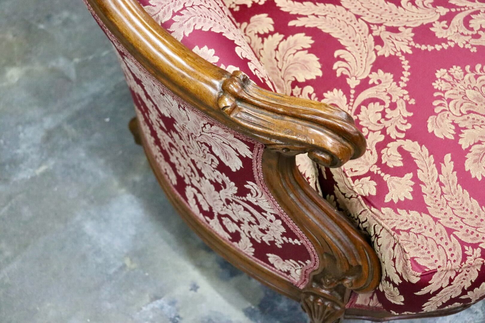 GMIK720A○イタリア製 3人掛けソファ トリプルソファ 長椅子 ファブリック 金華山 ロココ調 彫刻 ヨーロピアン クラシック エレガント