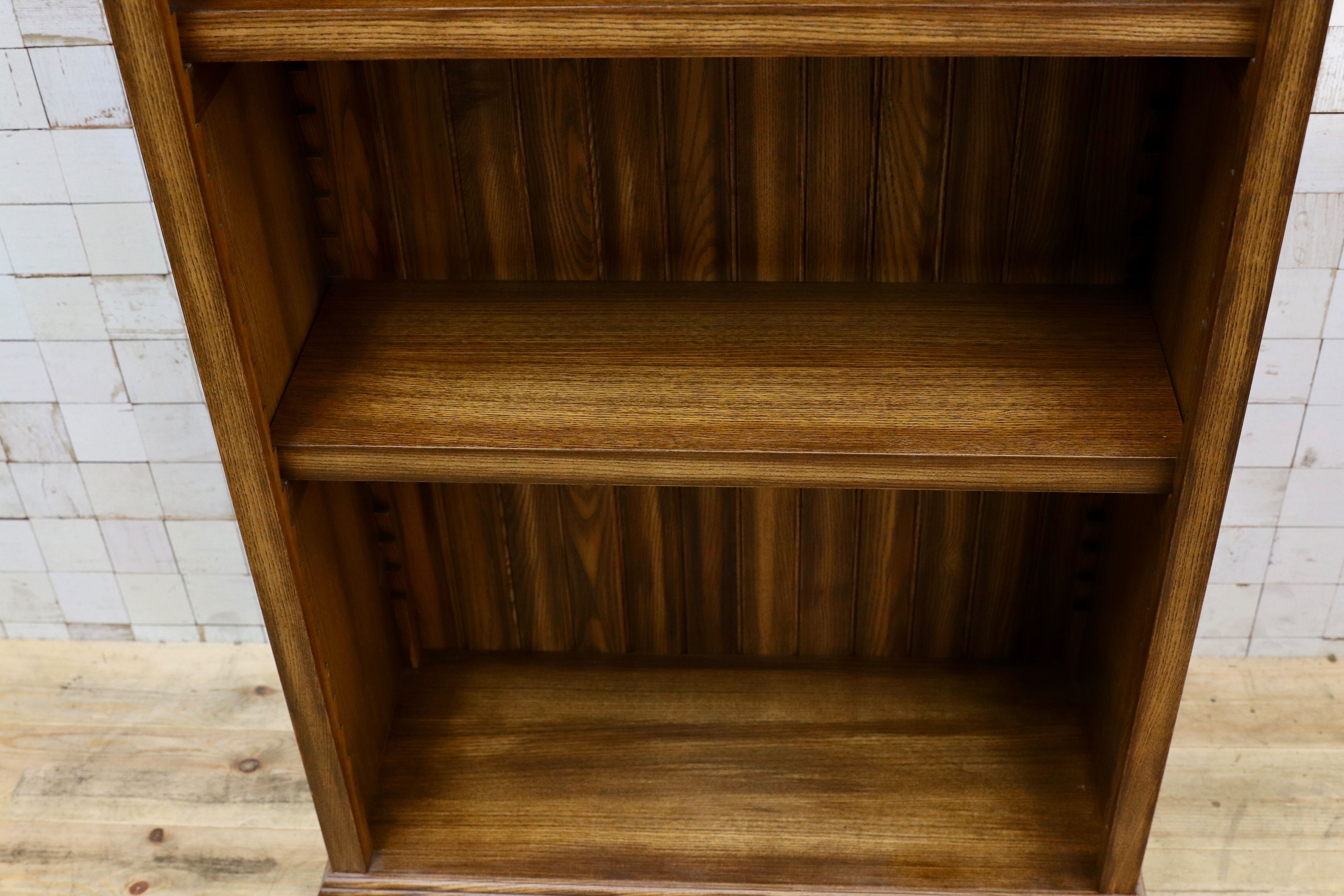 GMIS338B○民芸家具 和風モダン オープンシェルフ ラック ブックシェルフ 楢材 古民家 カフェ 店舗什器