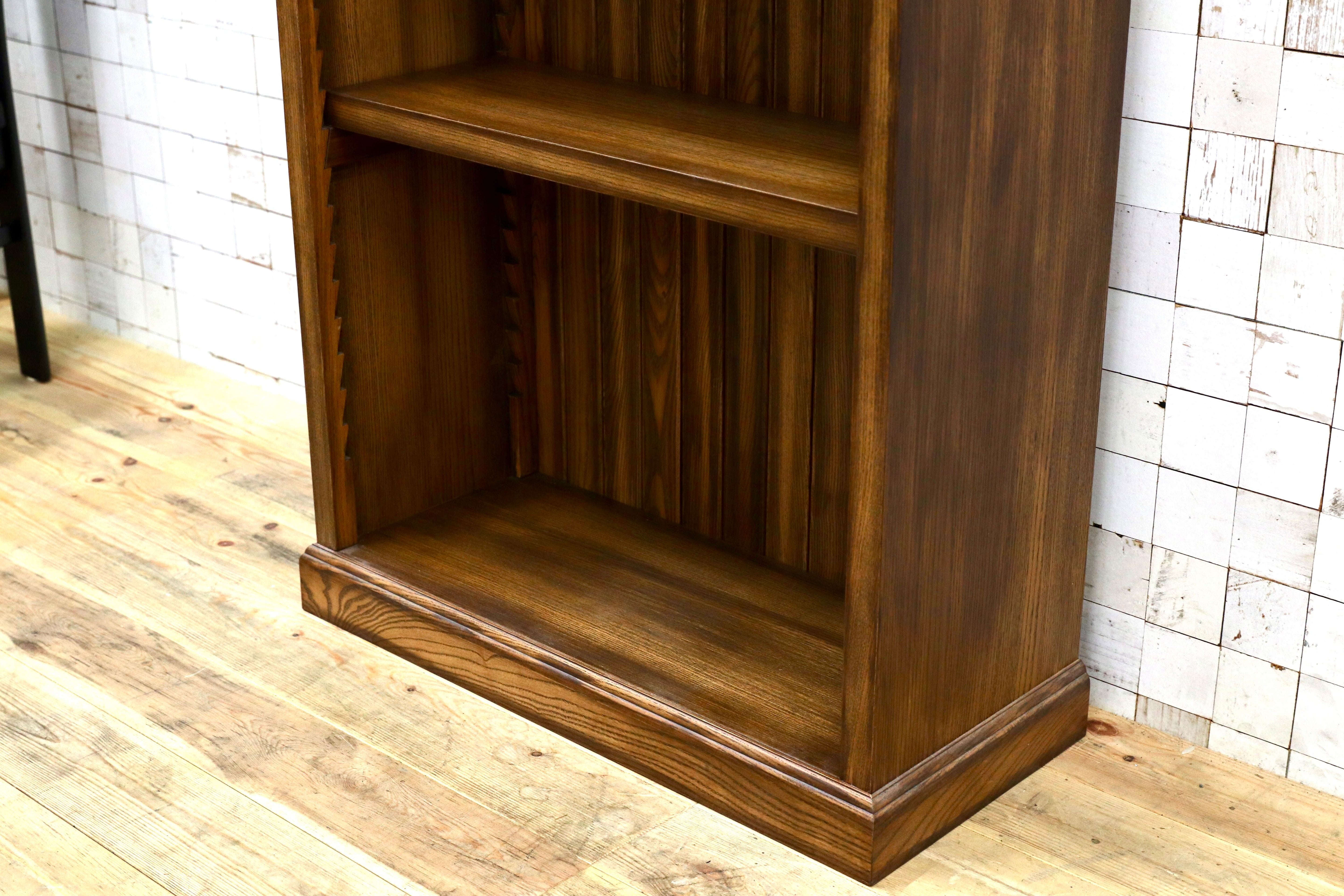 GMIS338B○民芸家具 和風モダン オープンシェルフ ラック ブックシェルフ 楢材 古民家 カフェ 店舗什器