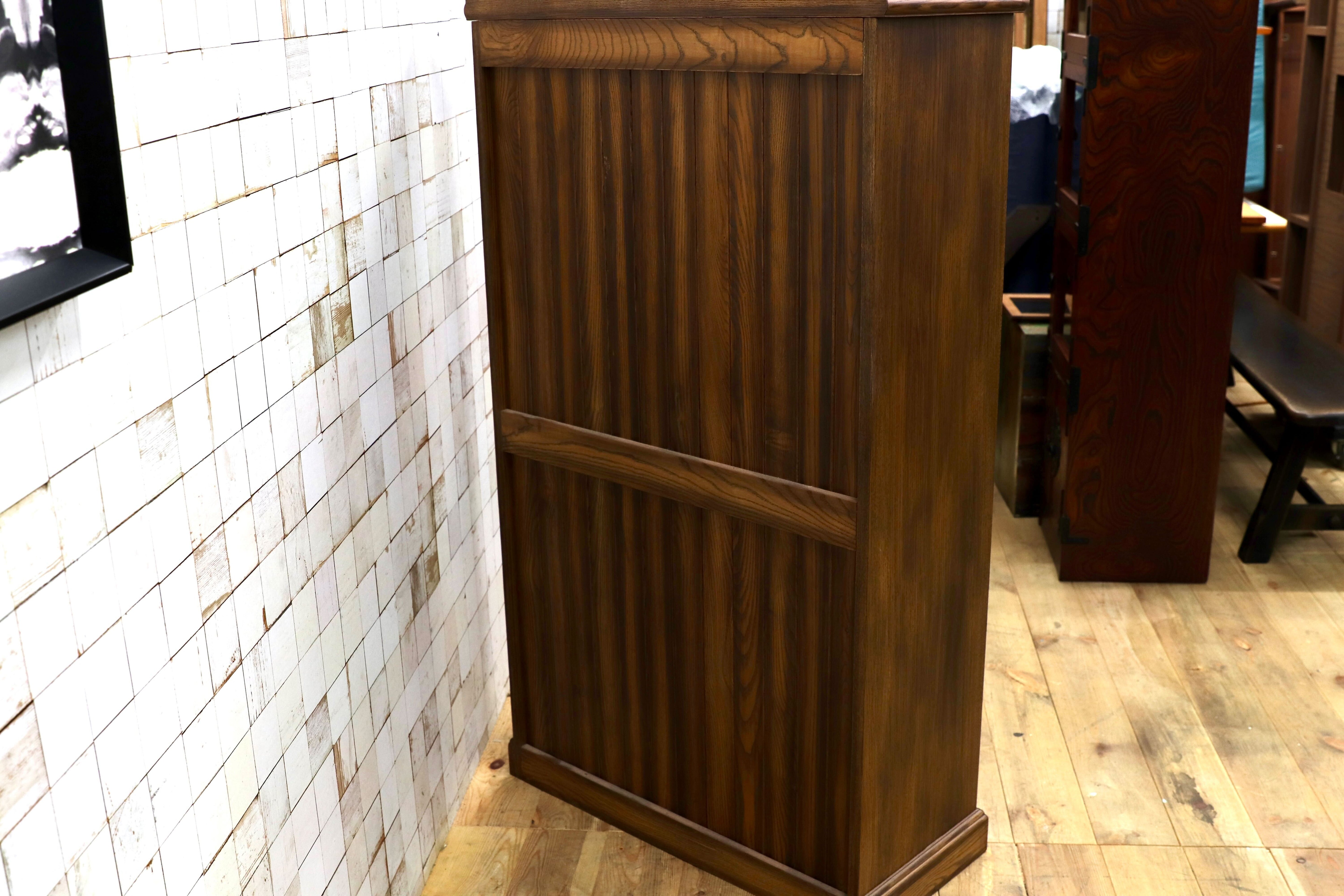 GMIS338B○民芸家具 和風モダン オープンシェルフ ラック ブックシェルフ 楢材 古民家 カフェ 店舗什器