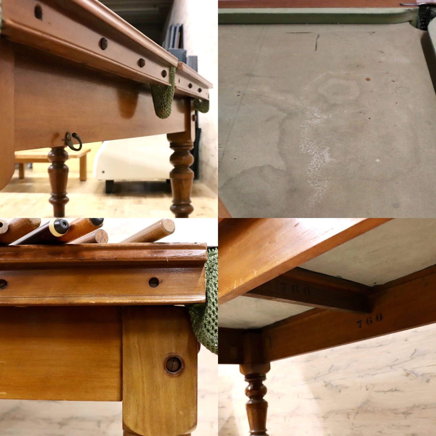 GMFN428○Howarth Nuttall 英国 イギリス アンティーク 1930年代 超希少 スヌーカーテーブル ビリヤード台 店舗什器 遊技台※発送不可