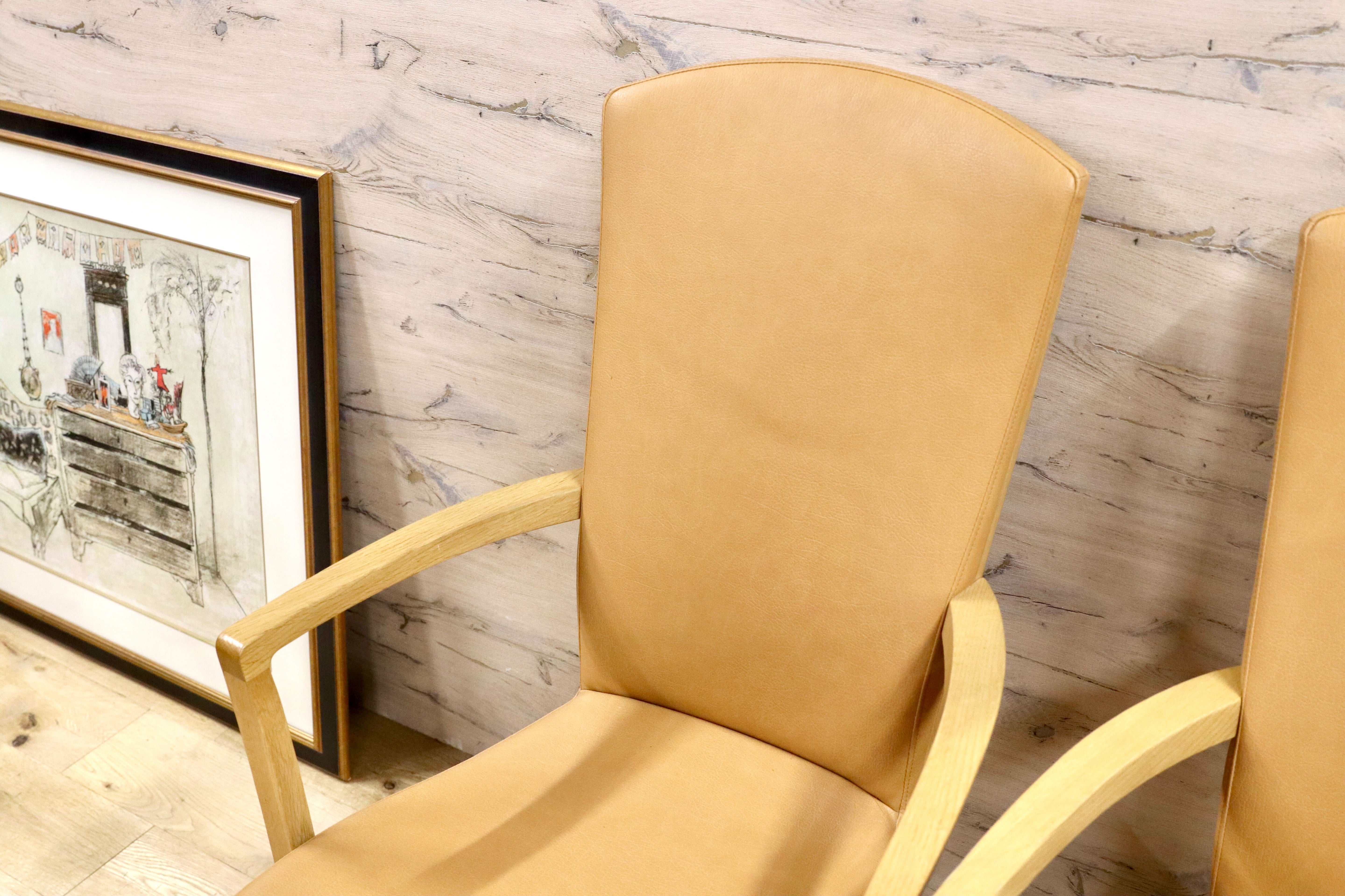 GMHS73○karimoku / カリモク CT78 アームチェア 椅子 ダイニングチェア 2脚セット オーク材 合皮 約14.5万 国産家具