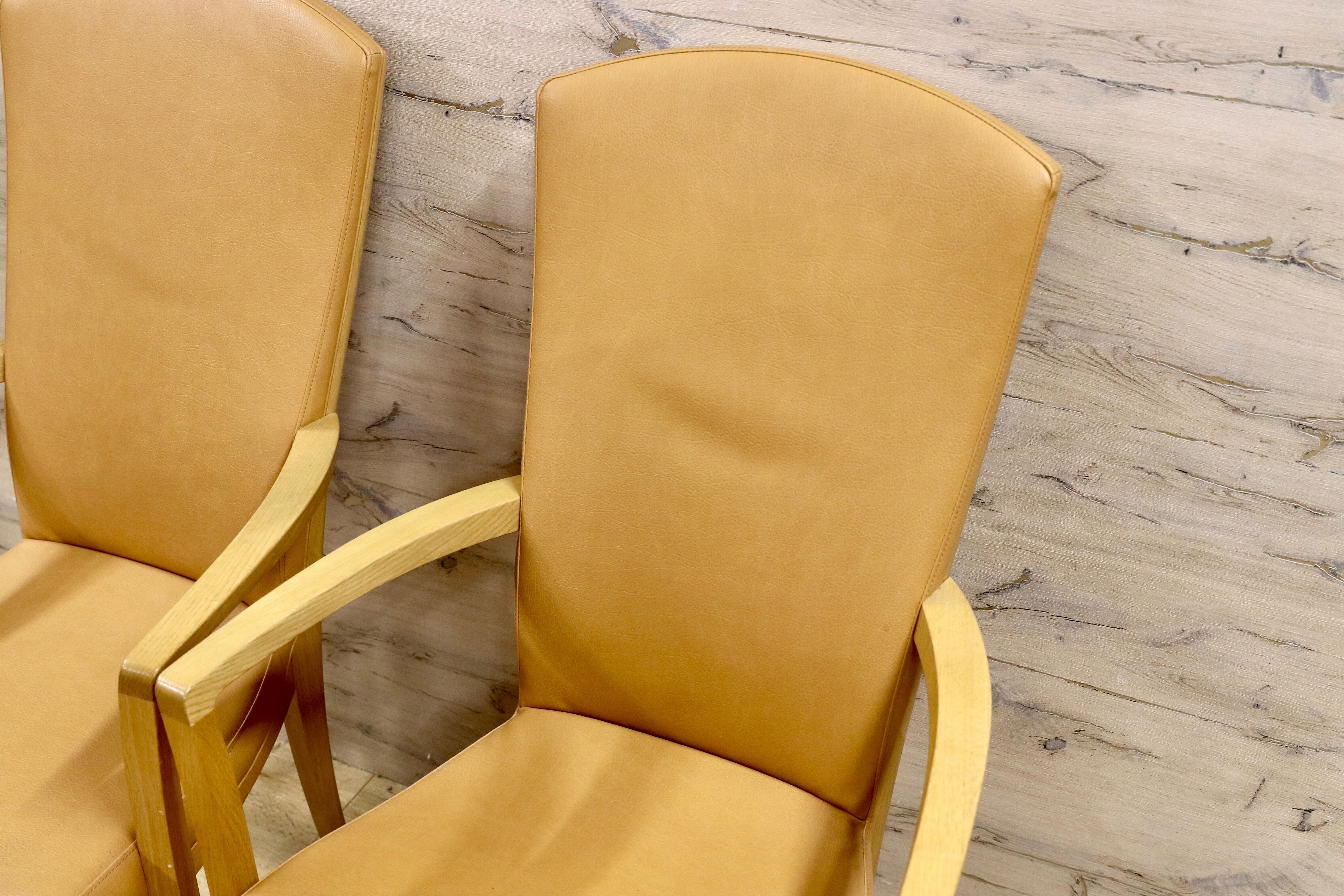 GMHS73○karimoku / カリモク CT78 アームチェア 椅子 ダイニングチェア 2脚セット オーク材 合皮 約14.5万 国産家具