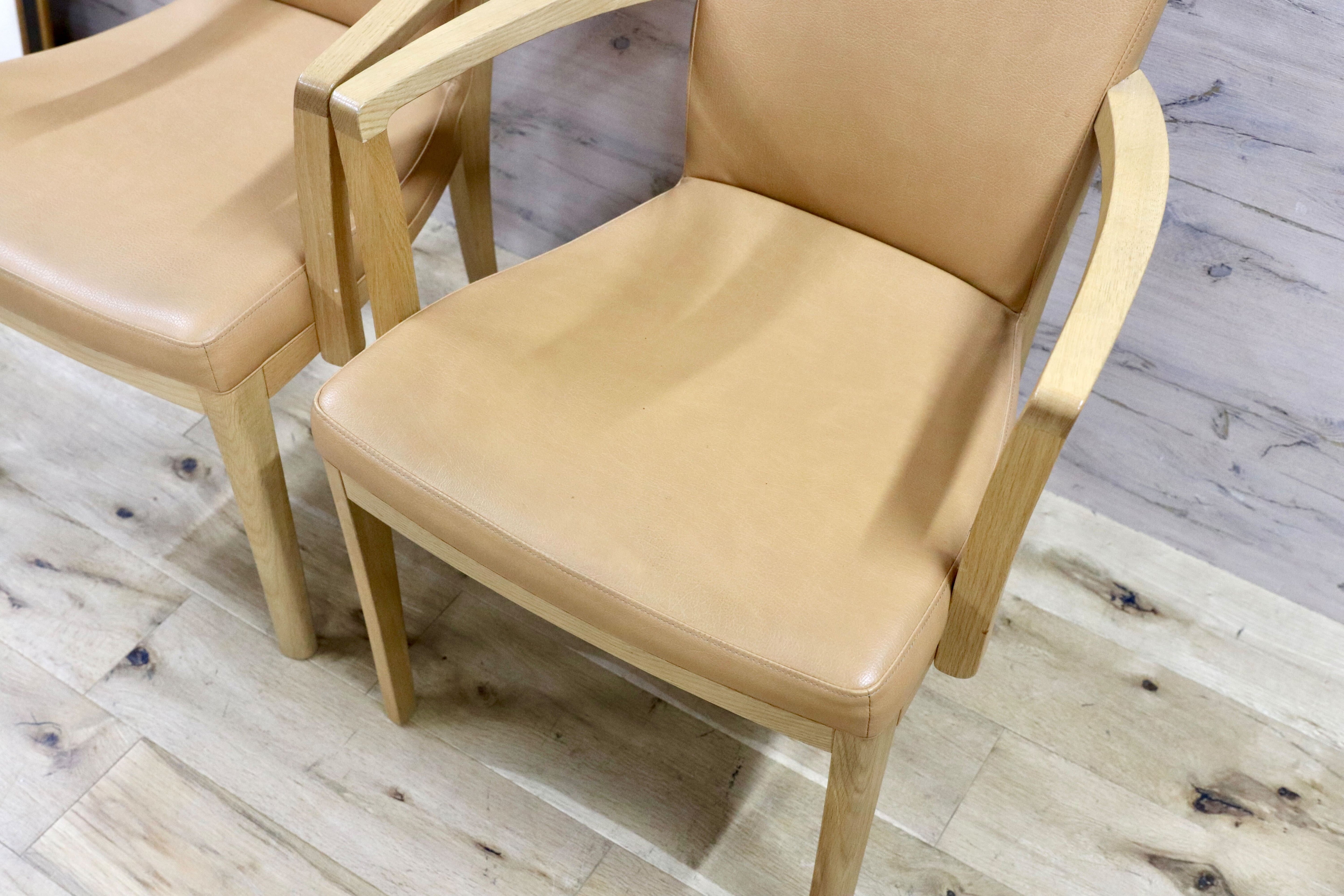 GMHS73○karimoku / カリモク CT78 アームチェア 椅子 ダイニングチェア 2脚セット オーク材 合皮 約14.5万 国産家具