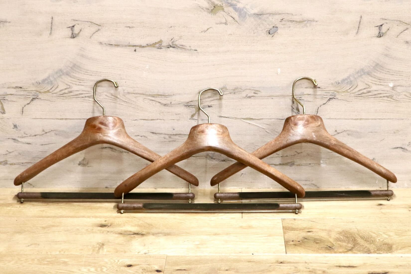 GMHK504G○MAINETTI / マイネッティ サルトリアーレハンガー 3本セット スーツハンガー パンツハンガー イタリア 西洋 アンティーク 雑貨