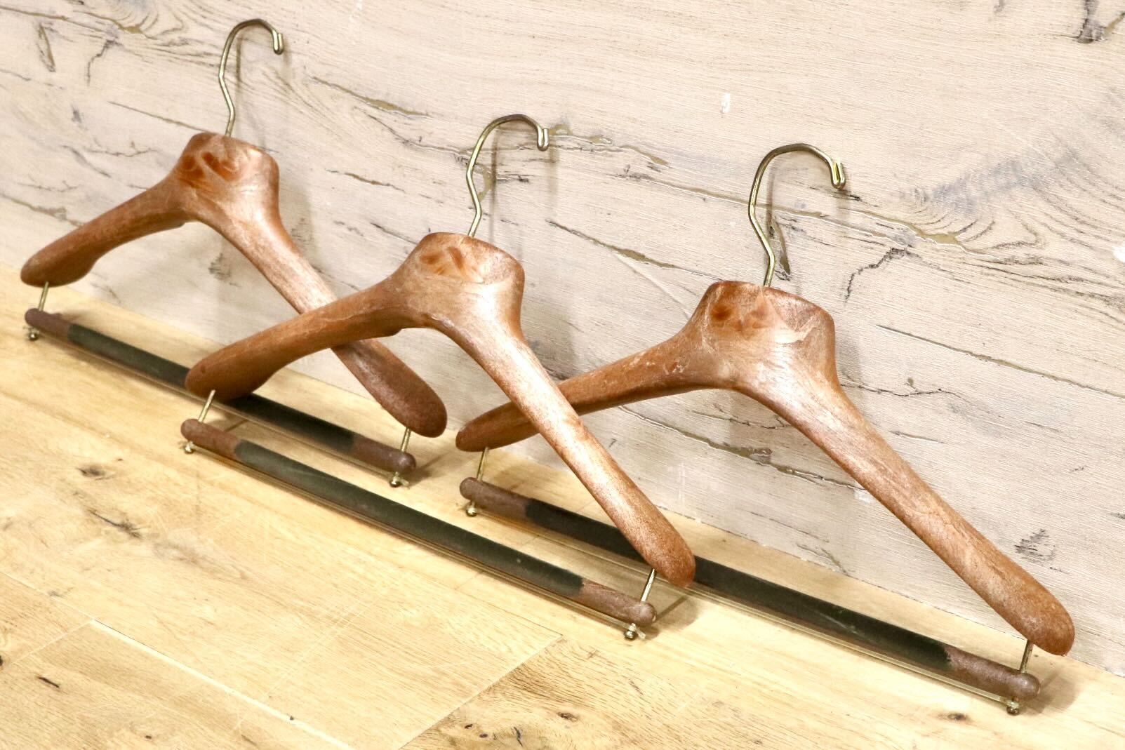 GMHK504G○MAINETTI / マイネッティ サルトリアーレハンガー 3本セット スーツハンガー パンツハンガー イタリア 西洋 アンティーク 雑貨