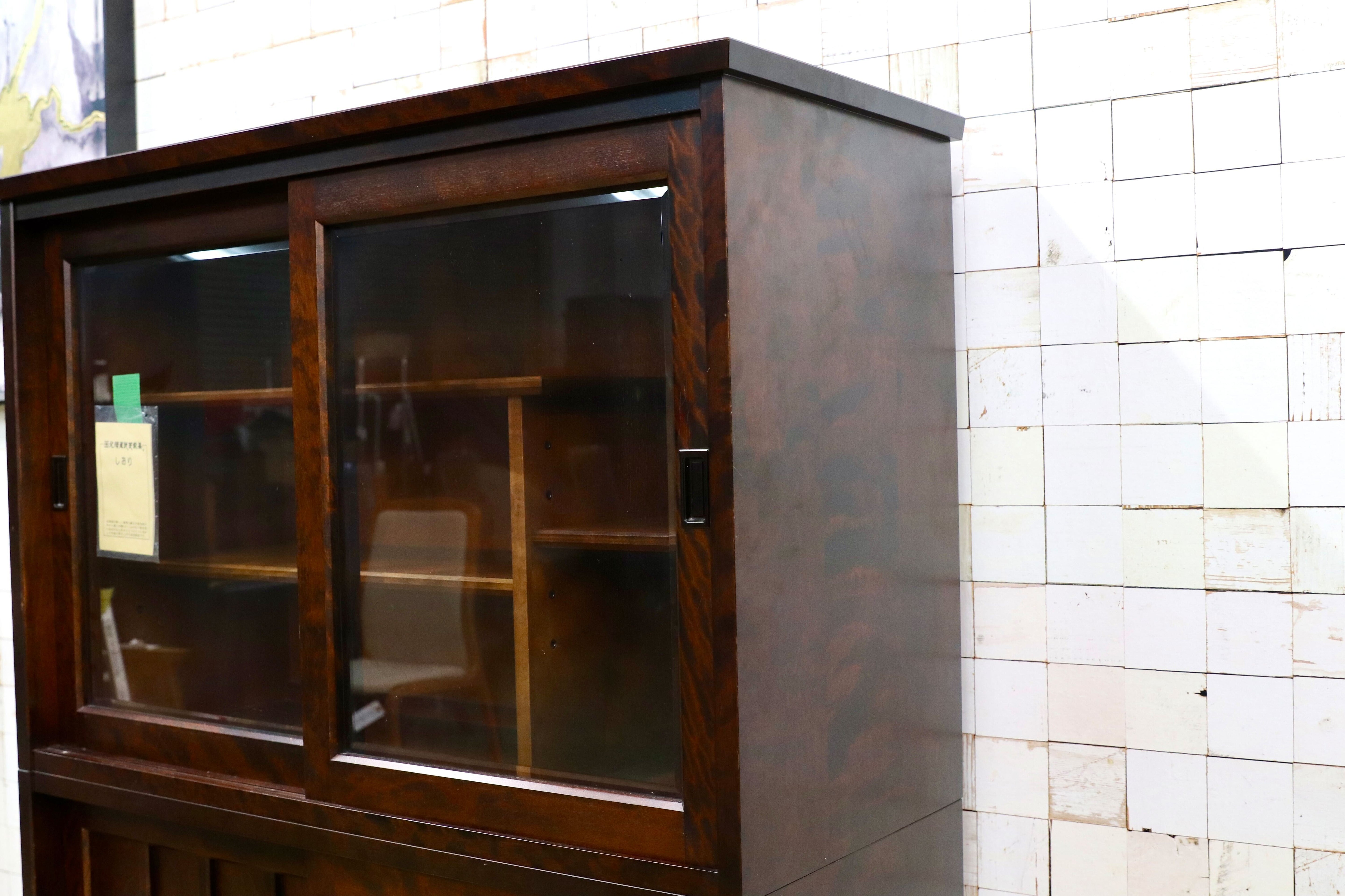 GMIS337○北海道民芸家具 キャビネット 飾り棚 リビングボード サイドボード 水屋 茶棚 和家具 和モダン レトロ 飛騨産業 樺材