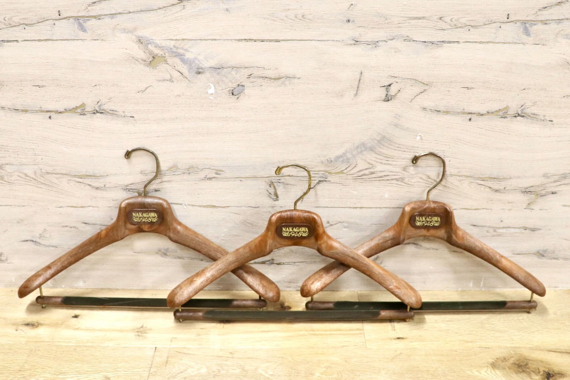 GMHK504H○MAINETTI / マイネッティ サルトリアーレハンガー 3本セット スーツハンガー パンツハンガー イタリア 西洋 アンティーク 雑貨