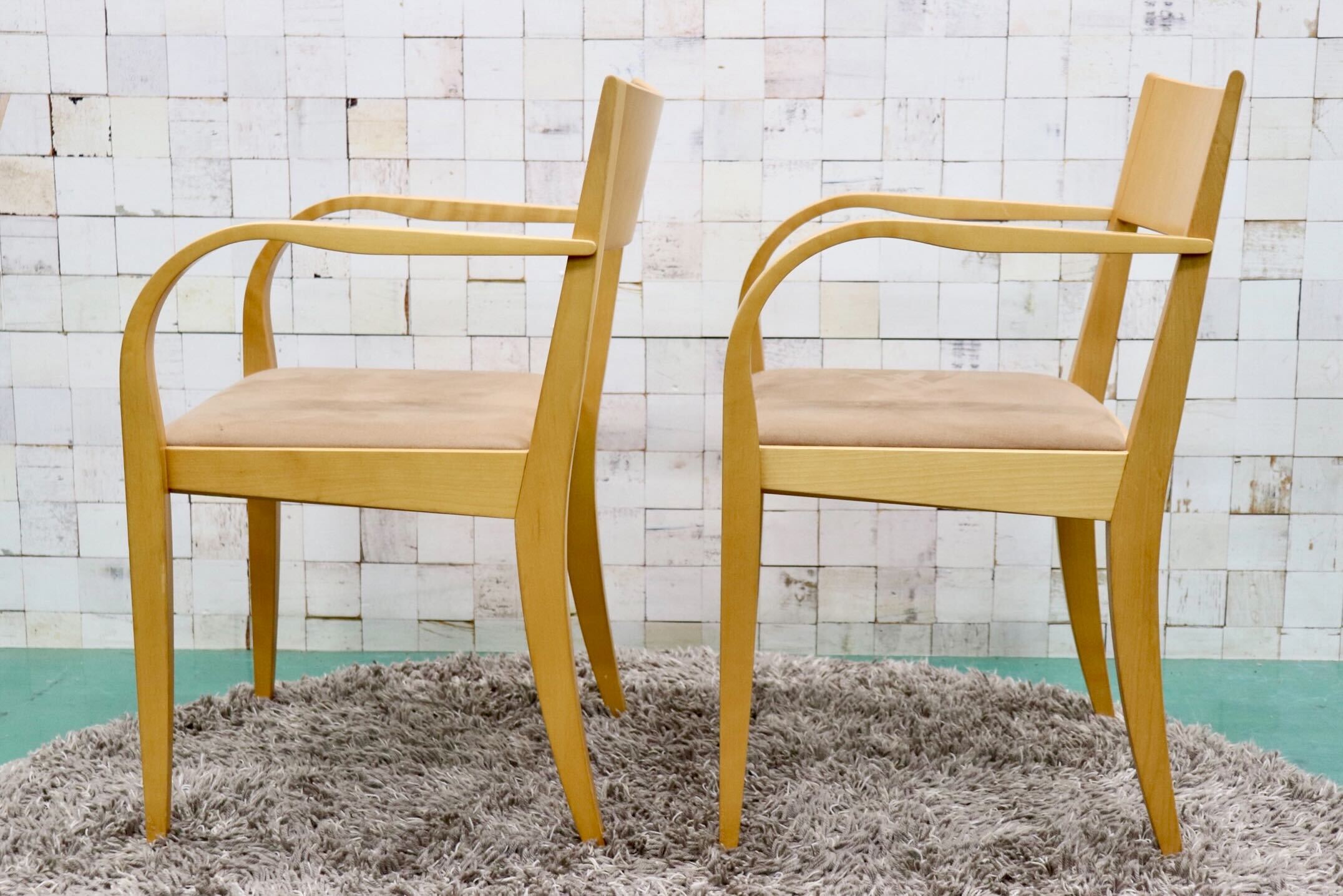 GMGS23B○arflex / アルフレックス KU アームチェア ダイニングチェア 椅子 2脚セット 植木莞爾 ファブリック イタリア モダン 定価約18万