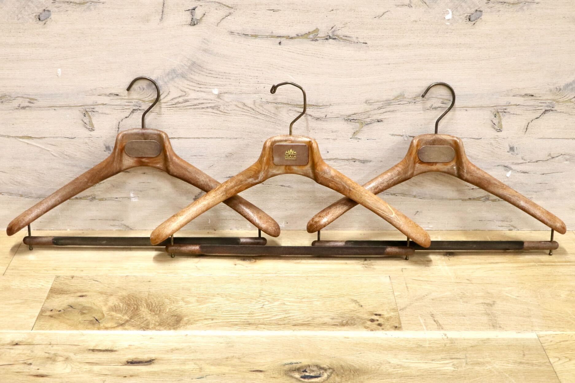 GMHK504K○MAINETTI / マイネッティ サルトリアーレハンガー 3本セット スーツハンガー パンツハンガー イタリア 西洋 アンティーク 雑貨