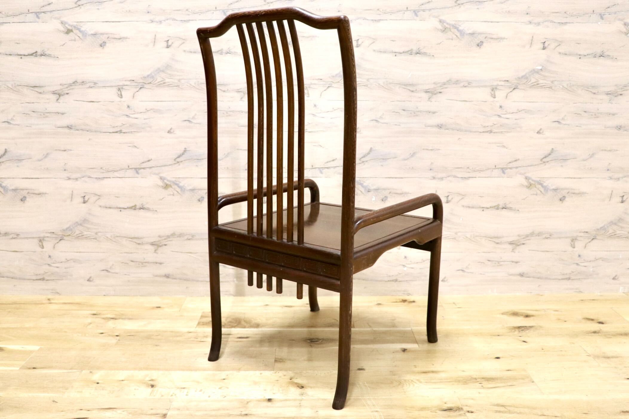 GMHS378N○唐木家具 鉄刀木 ダイニングチェア 食卓椅子 セミアームチェア アジアン ヴィンテージ オリエンタル 中国美術 椅子 木製家具