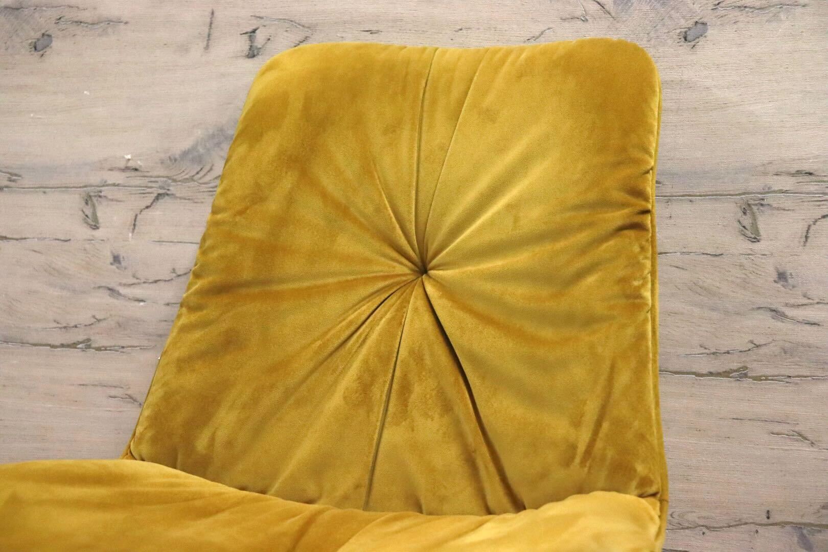 GMIK759B○KARE / カレ Mila ミラ ダイニングチェア 食卓椅子 ファブリック イエロー ベルベット調 モダン 定価約4.3万 廃番 希少 美品