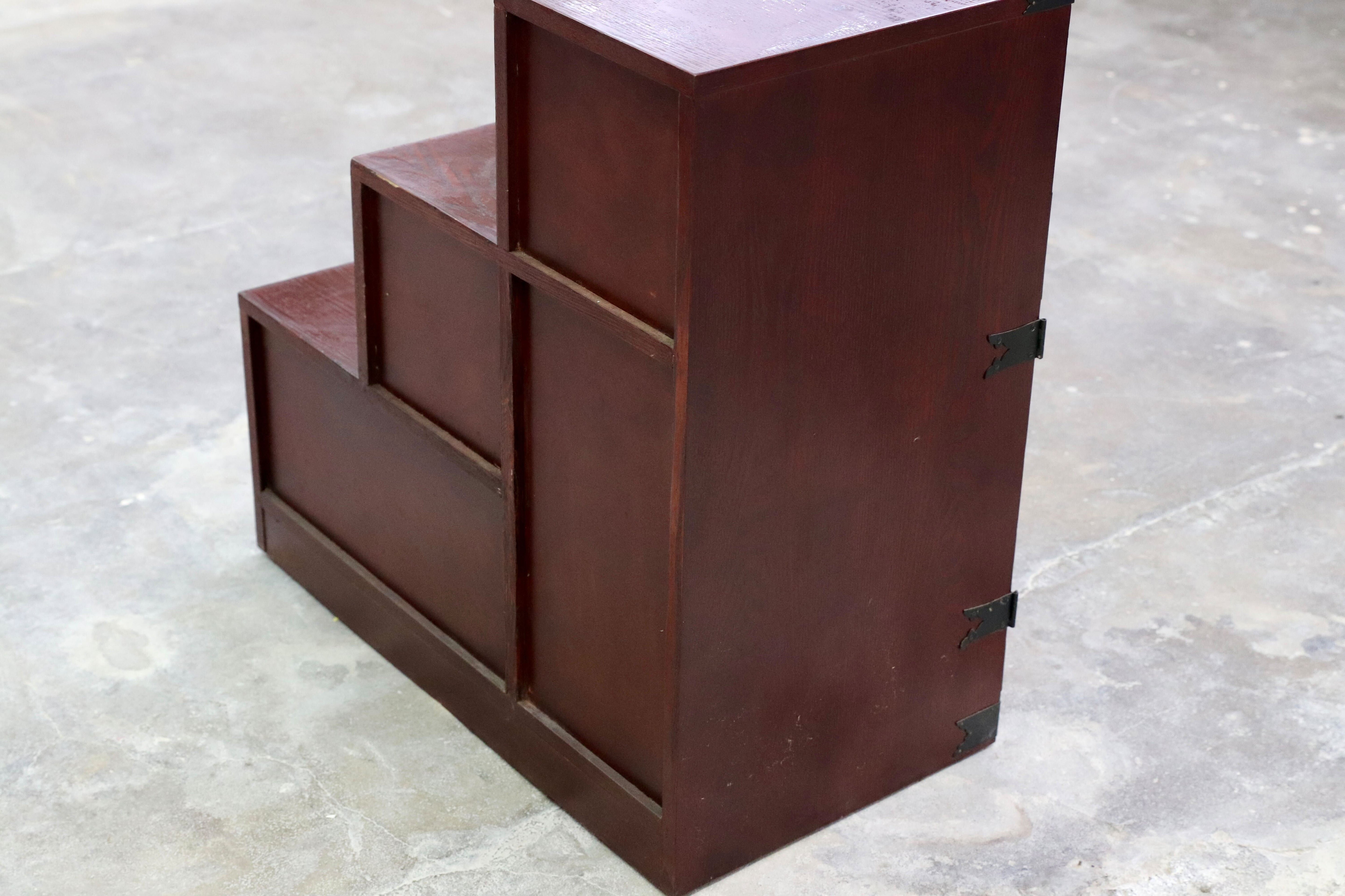 GMHK489○和モダン レトロ 階段箪笥 チェスト 整理箪笥 引出し収納 和家具 アンティーク