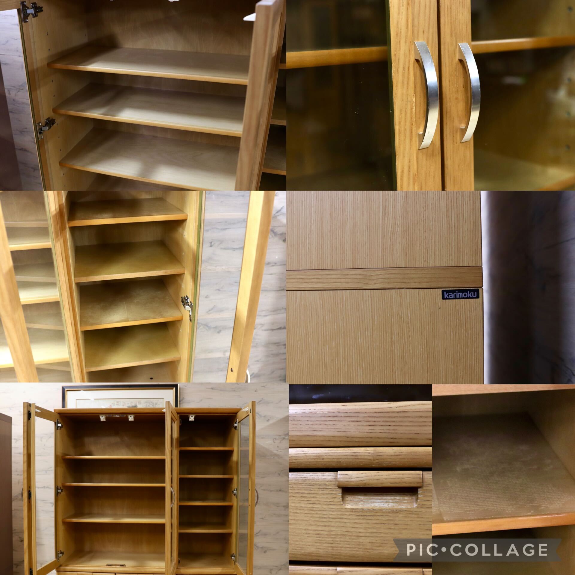 GMIK198○karimoku / カリモク 食器棚 キャビネット 水屋棚 カップボード タモ材 シンプル ナチュラル 国産家具