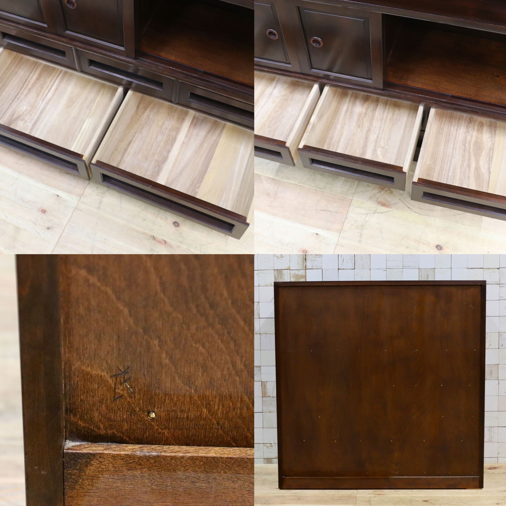 GMIS21○松本民芸家具 茶棚 飾り棚 サイドボード キャビネット リビングボード ミズメザクラ 無垢材 和家具 和モダン 民藝 約60万